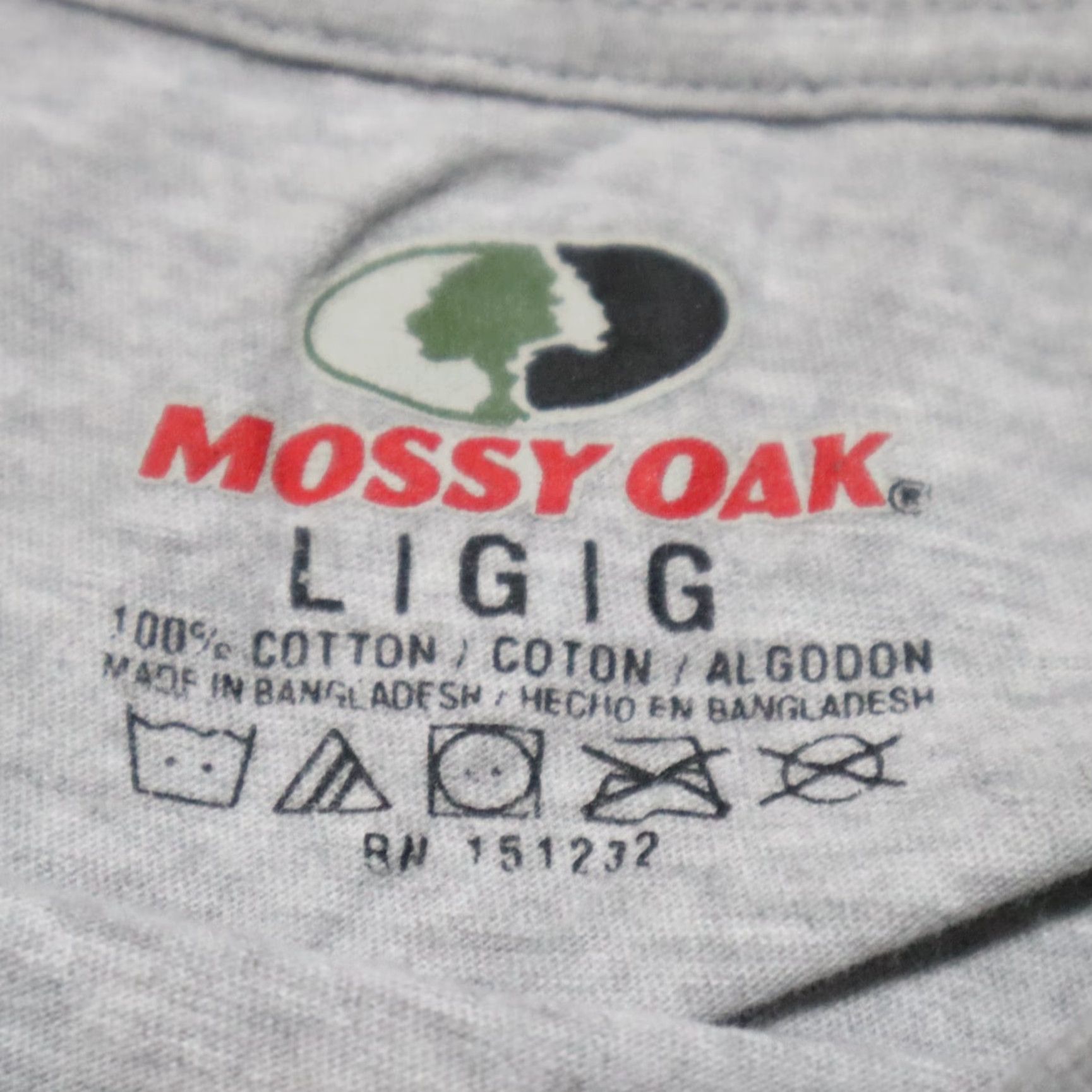 Vintage Mossy Oak Gray T-Shirt Women Short Sleeve Logo Graphic American Flag Boat Neck Pullover 100% Cotton L Mens? Size L / US 10 / IT 46 - 3 Thumbnail