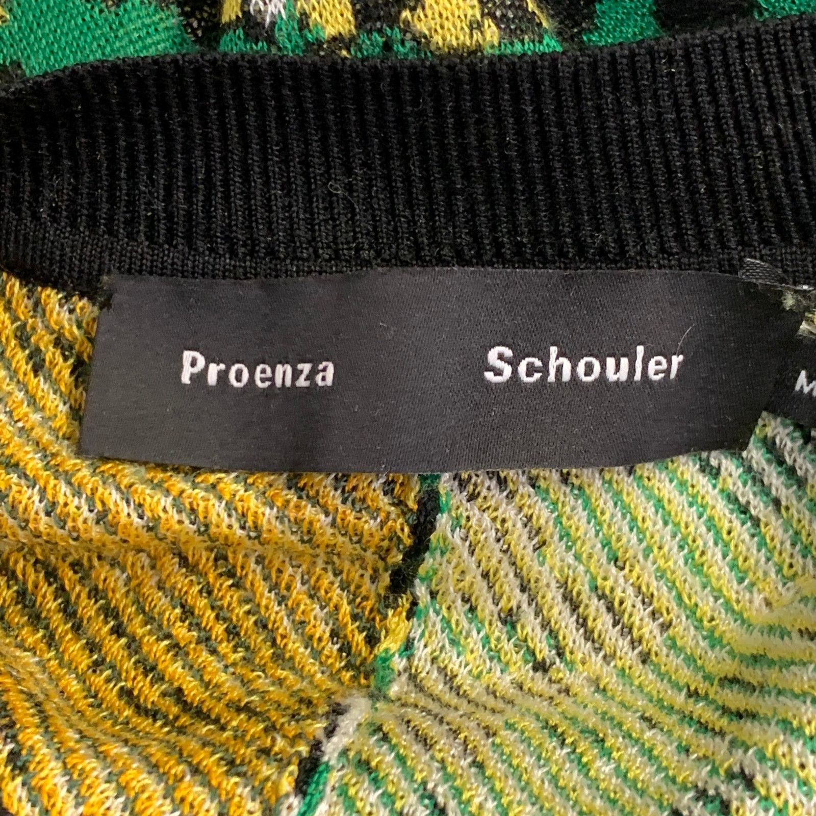 Proenza Schouler M Black Green White Silk Color Block Floral Pullover Size M / US 6-8 / IT 42-44 - 7 Thumbnail