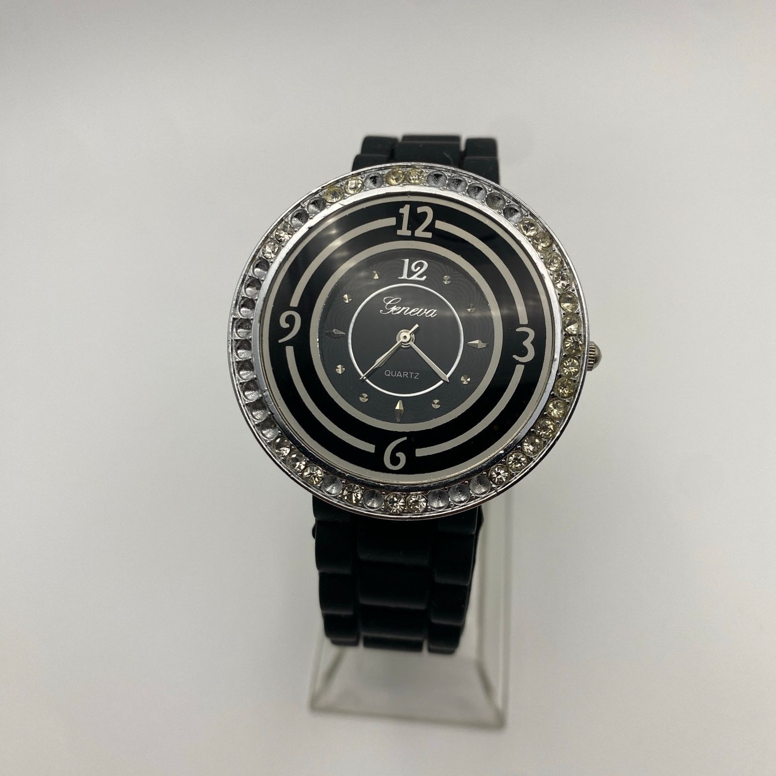Other Geneva Platinum Ladies Quartz Watch - Black & Crystal Size ONE SIZE - 3 Thumbnail