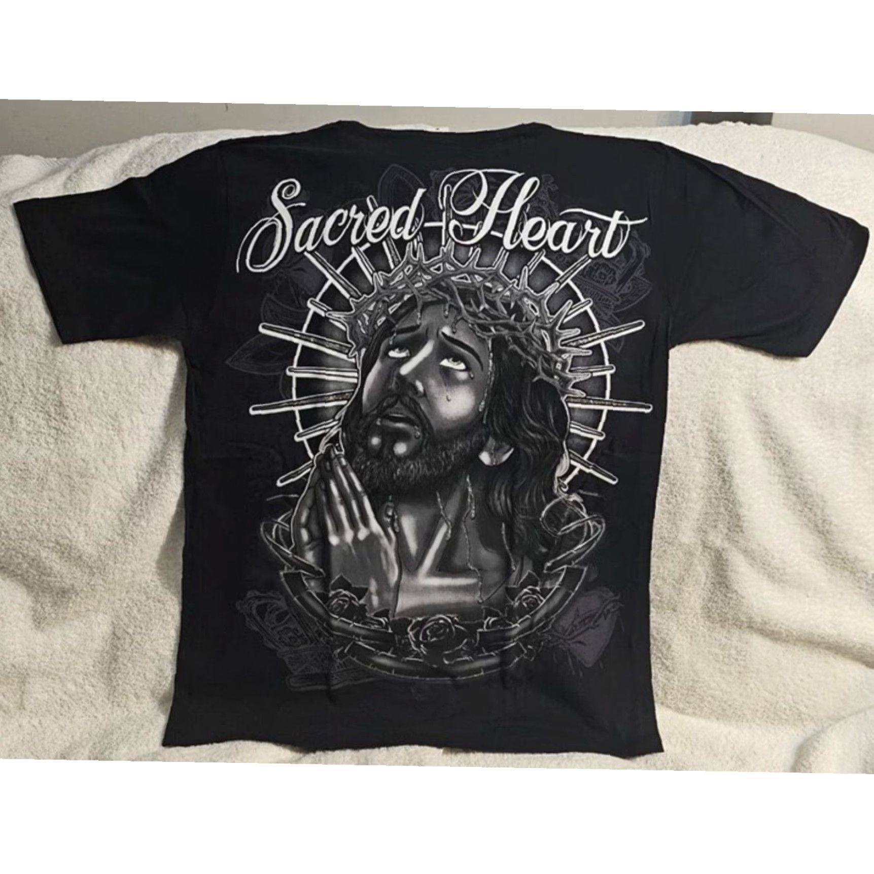 The Sacred Heart (grayscale) T-Shirt Military Green / 3XL