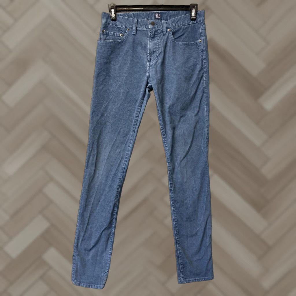 Gap GAP 1969 Garment Dyed Corduroy Jeans Pants Men’s 31x34 Blue Casual Comfort Denim/Jeans Size US 31 - 1 Thumbnail