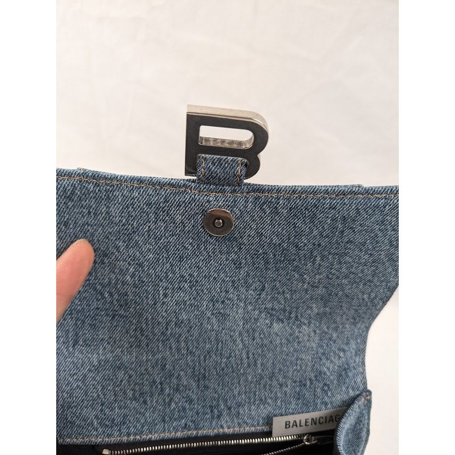 Balenciaga o1rshd1 Size:OS / All Over Denim Hourglass Top Hand Bag Blue Size ONE SIZE - 11 Thumbnail