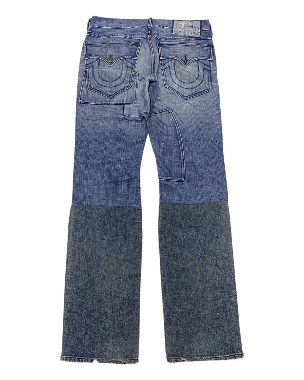 True Religion GRAIL🔥TRUE RELIGION PATCHWORK DISTRESSED DENIM JEANS Size US 34 / EU 50 - 3 Thumbnail