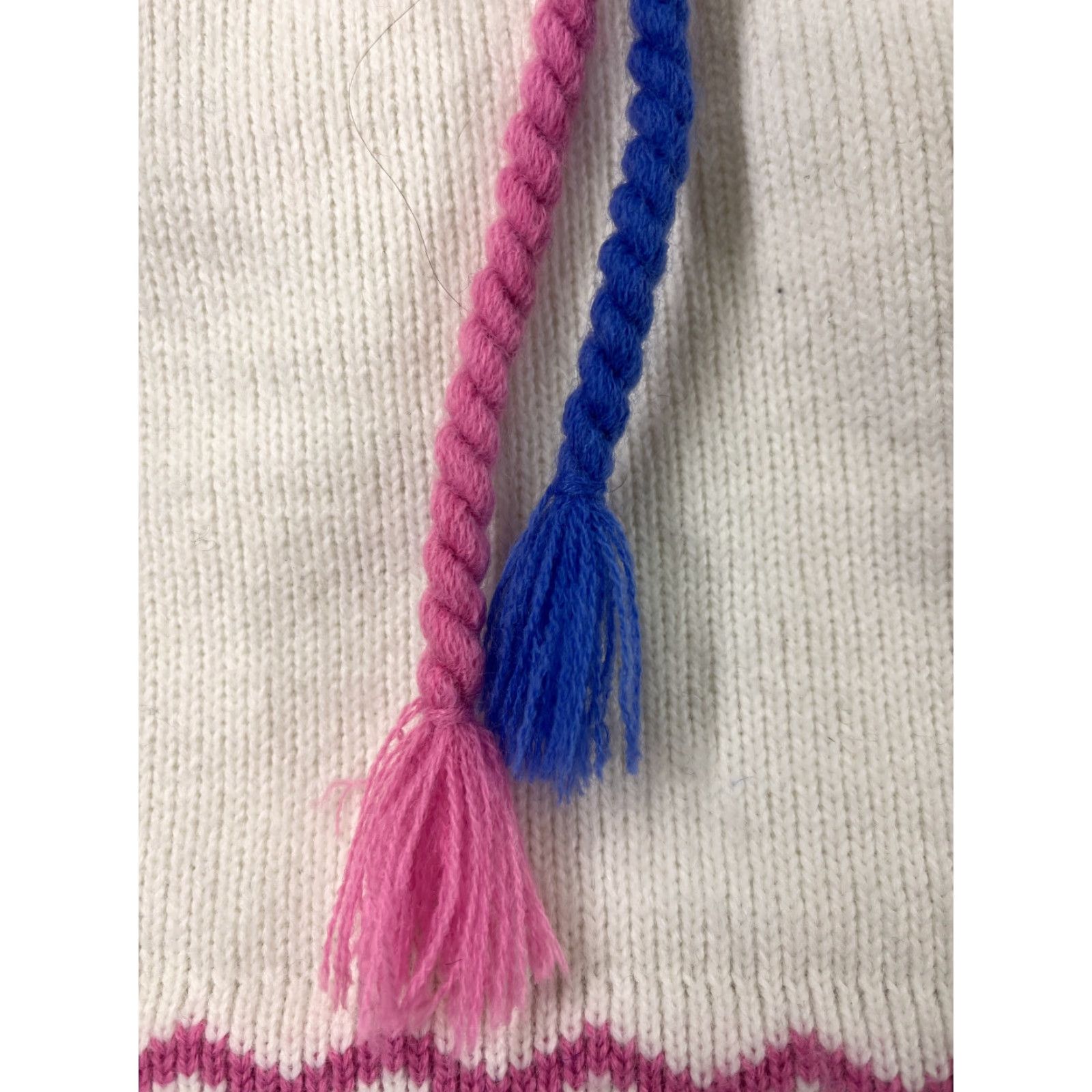 Pinko Maureen of The Mews Beanie Adult One Size White Knit Tassels Acrylic Ski Theme Unisex Mens Womens Boys Girls Size ONE SIZE - 3 Thumbnail