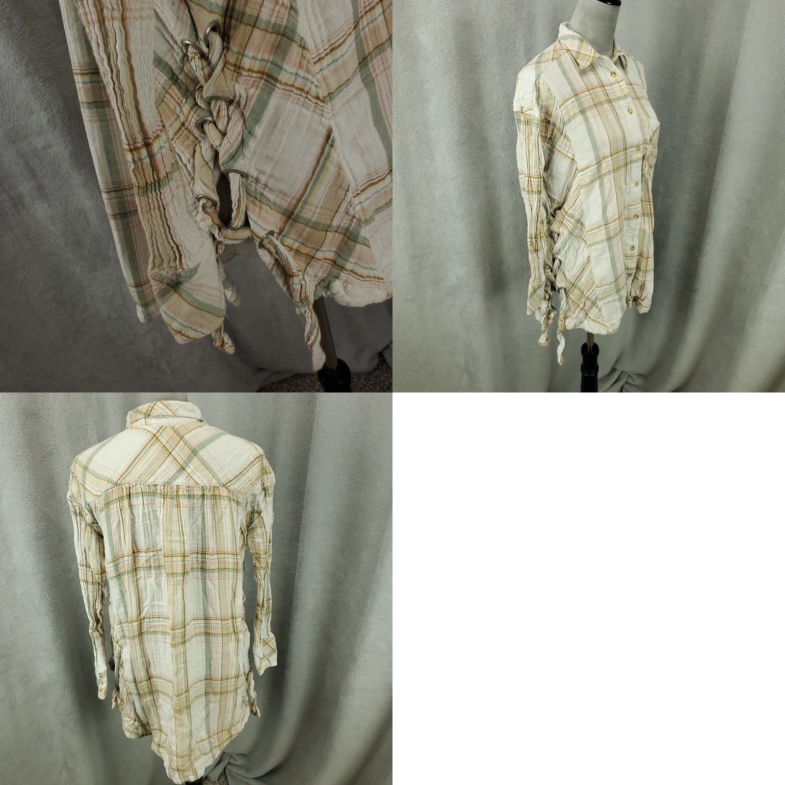 Free People Free People Button-Up Tunic XS Multicolor Plaid Oversized Long Sleeve Casual Ship Everyday Womens Size XS / US 0-2 / IT 36-38 - 8 Thumbnail