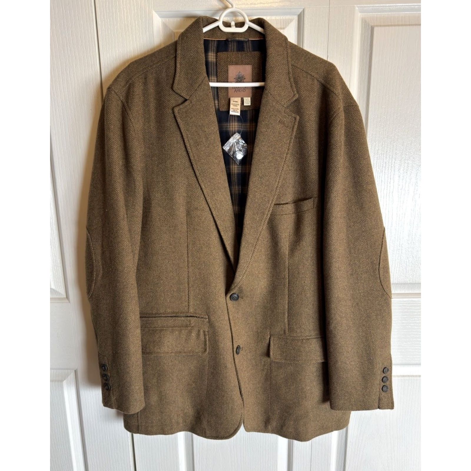 The Territory Ahead Territory Ahead Blazer Jacket Brown Herringbone Wool Blend Three-Button NWT Mens XL Size 46R - 2 Thumbnail