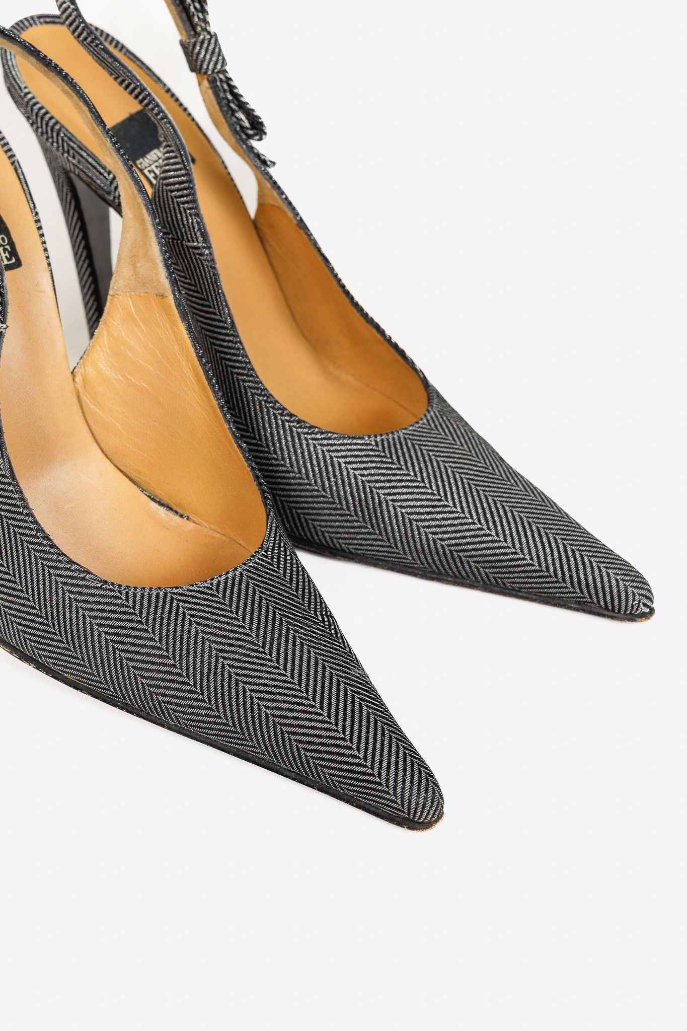 Gianfranco Ferre Gianfranco Ferre Metallic Herringbone Slingback Heels Size US 8 / IT 38 - 6 Thumbnail