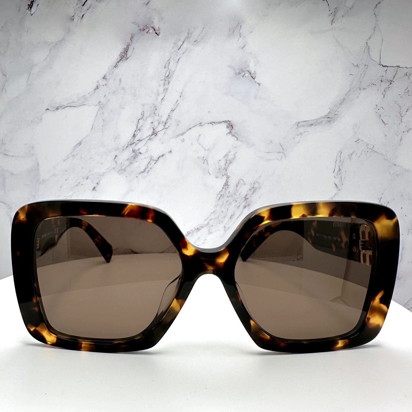 Miu Miu New MIU MIU Sunglasses Brown Square Gold Full Rim 56mm Size ONE SIZE - 3 Thumbnail