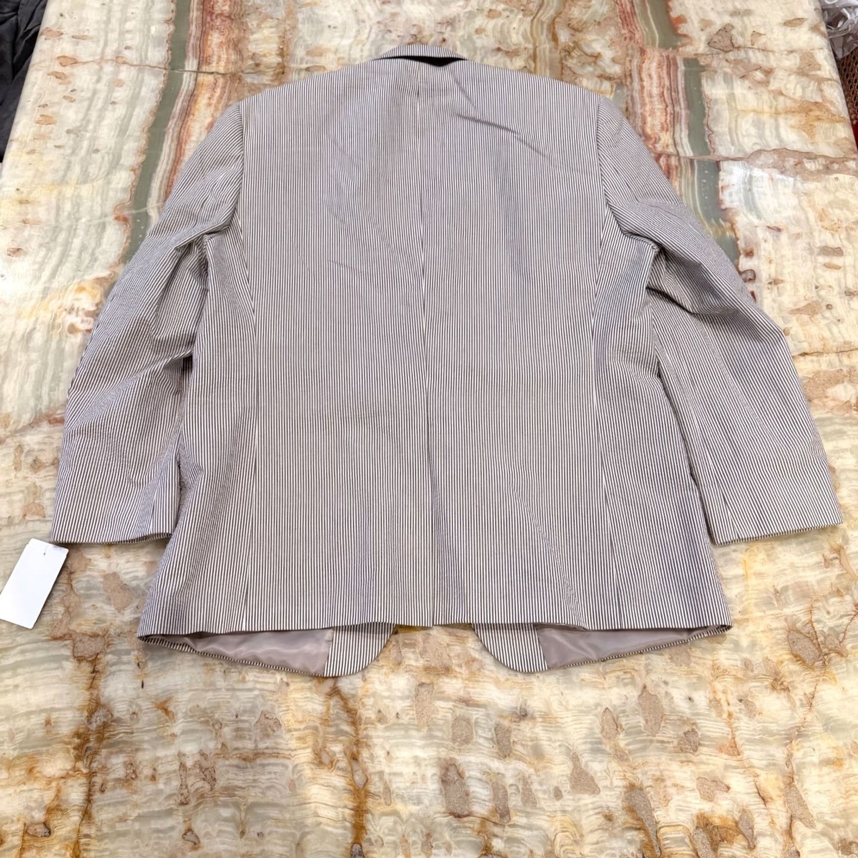 Chaps Chaps Mens Blazer Medium Brown Single Breasted Seersucker Style Two-Button Flap Pockets 44R Size 44R - 2 Thumbnail