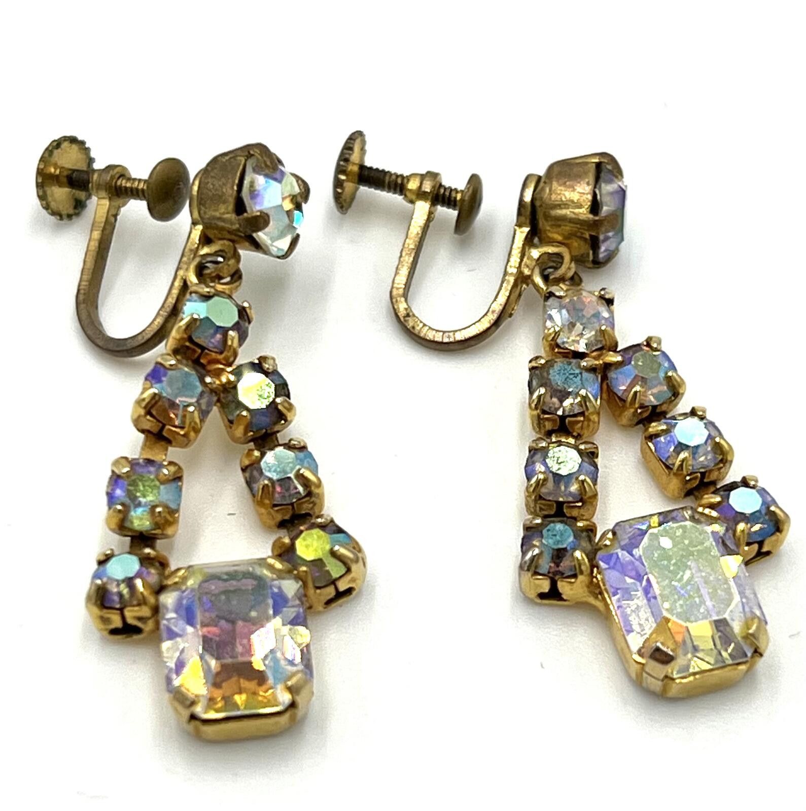 Other Austrian Aurora Borealis Rhinestone Dangle Earrings Size ONE SIZE - 2 Thumbnail