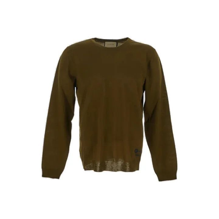 Gucci Gucci Gucci Green Logo Embroidered Knit Sweater -2506 Size US L / EU 52-54 / 3 - 1 Thumbnail