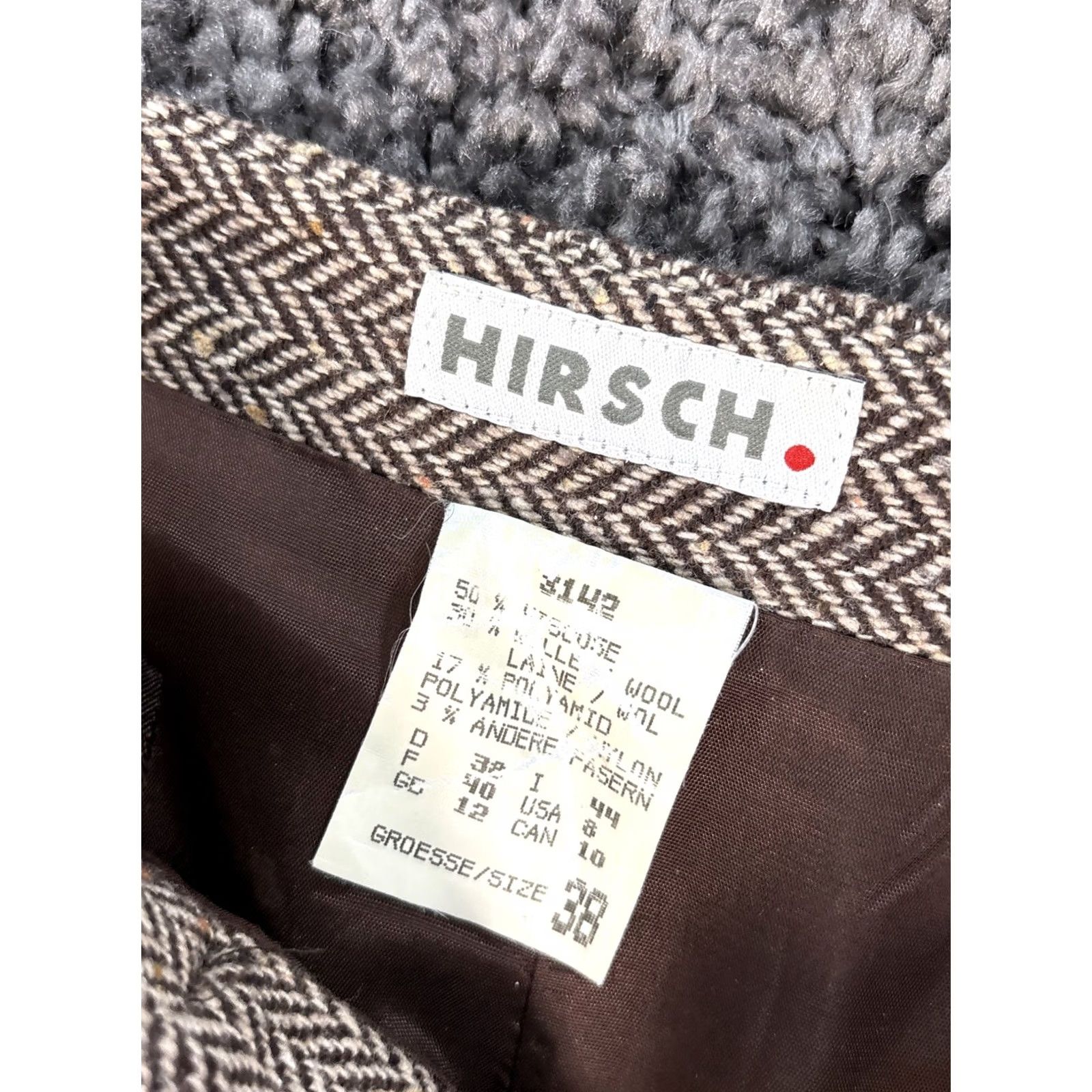 Vintage VINTAGE Hirsch Brown Wool Tweed Midi Skirt 8 Women Straight Pencil Money Herringbone Size 30" / US 8 / IT 44 - 5 Thumbnail