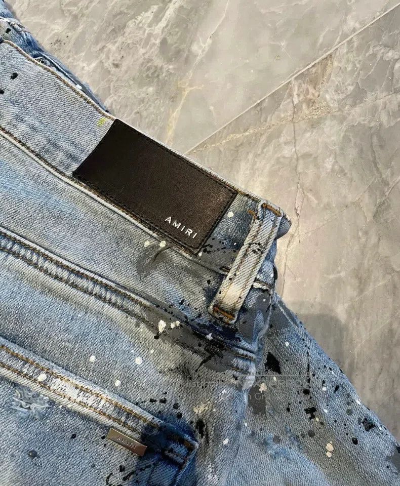 Amiri Amiri Size 30 Splashed Blue Jeans Size US 30 / EU 46 - 3 Thumbnail