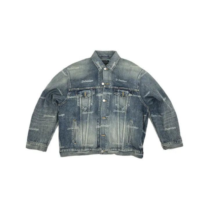 Balenciaga Balenciaga Logo Print Denim Jacket for Women 0079-2507 Size XS / US 0-2 / IT 36-38 - 2 Thumbnail