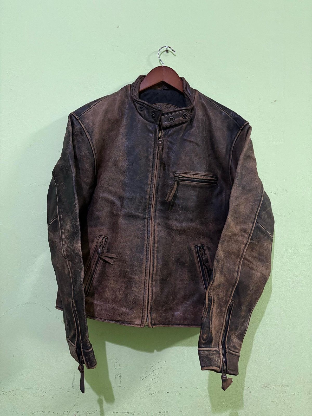 Other Real Leather Cafe Racer Jacket Biker Jacket Flame Stlye Size US L / EU 52-54 / 3 - 1 Thumbnail