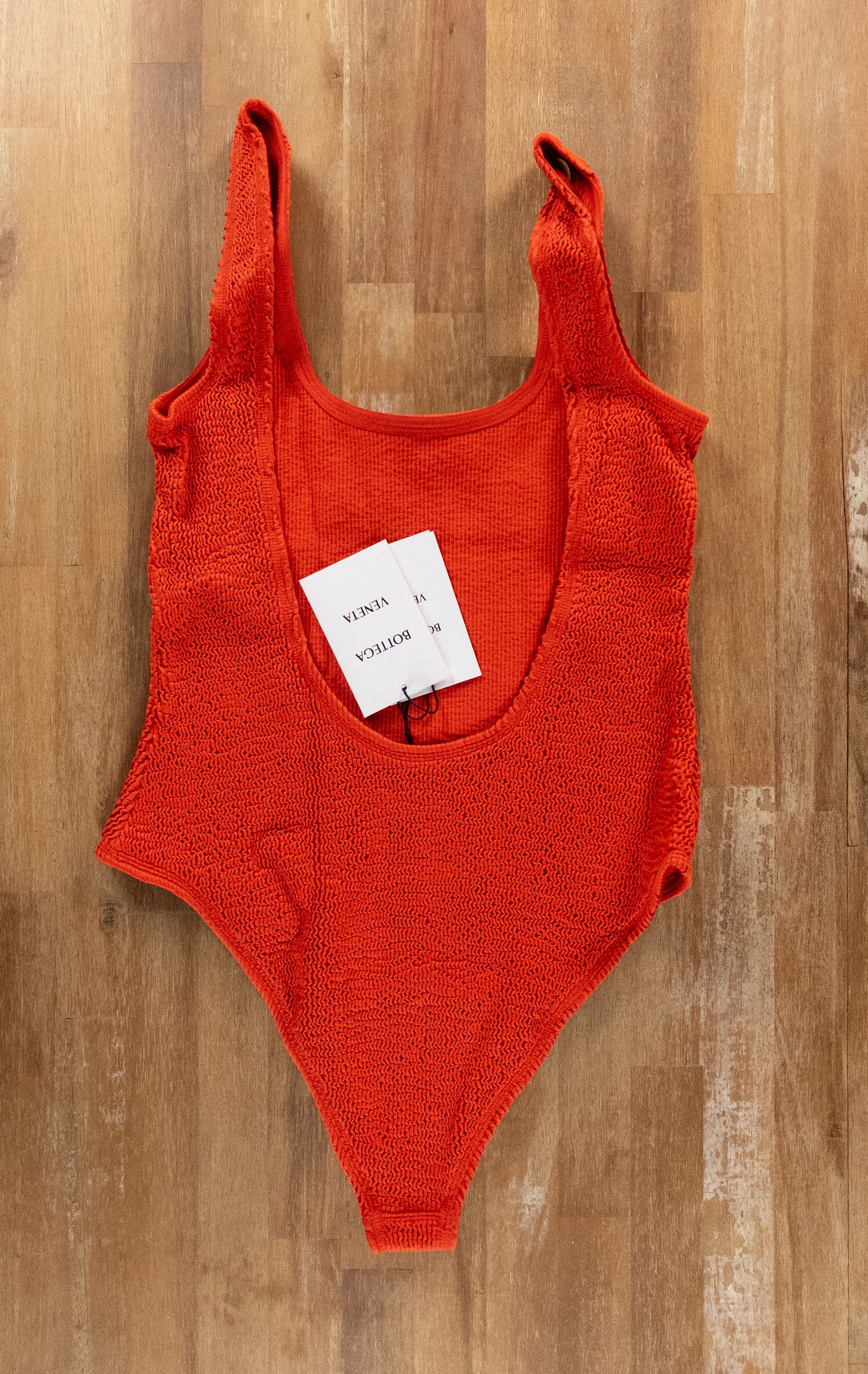 Bottega Veneta BOTTEGA VENETA crinkle orange one piece swimsuit Size Large Size 30" / US 8 / IT 44 - 4 Thumbnail