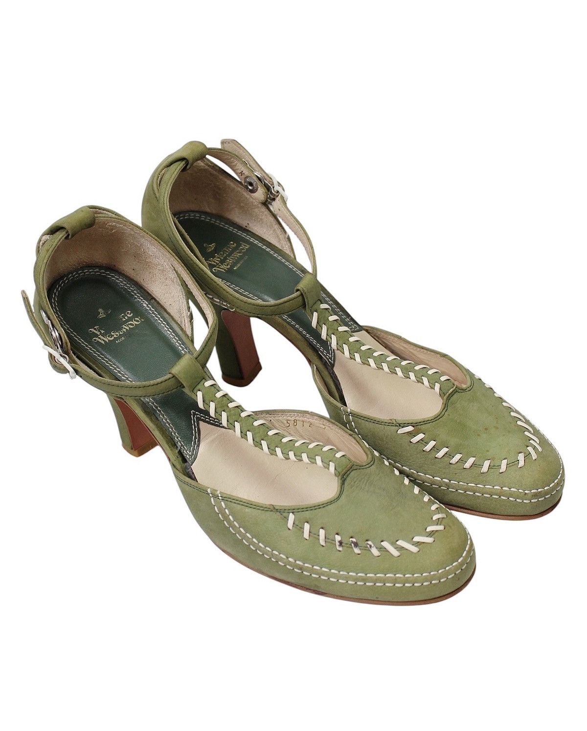 Vivienne Westwood 2000S VIVIENNE WESTWOOD ACQUIS SOLES GREEN STITCH HEELS Size US 6 / IT 36 - 2 Thumbnail