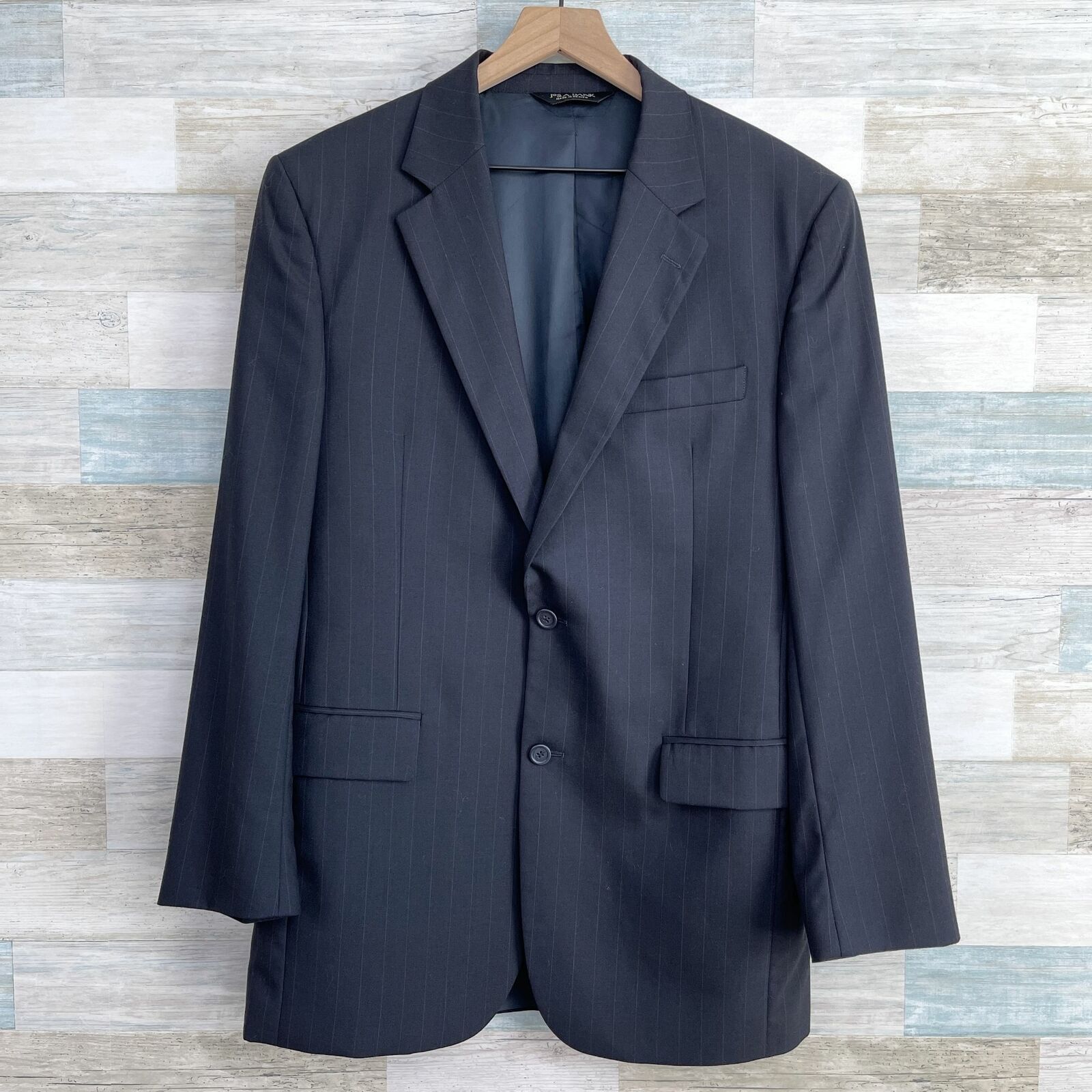 Jos. A. Bank Jos A Bank Striped Wool Suit Navy Blue Two Button Mens 40L Size 40L - 2 Thumbnail