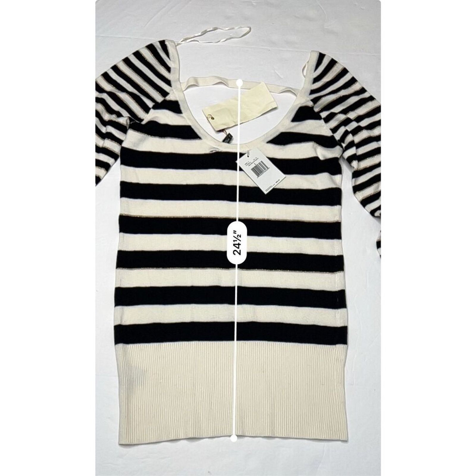 Guess Guess Black White Metallic Gold Thread Long Sweater LARGE Size L / US 10 / IT 46 - 9 Thumbnail