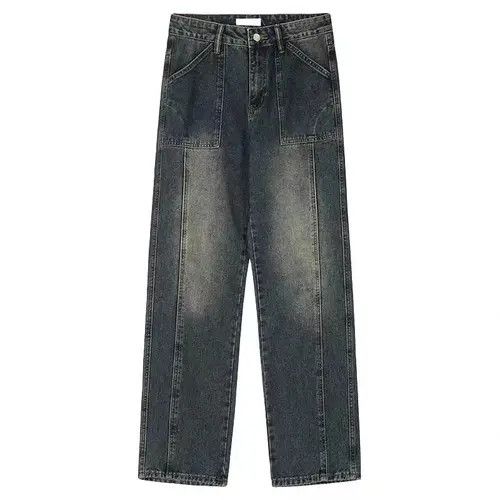 Jean Vintage Wash Distressed Straight Jeans Size US 32 / EU 48 - 7 Thumbnail