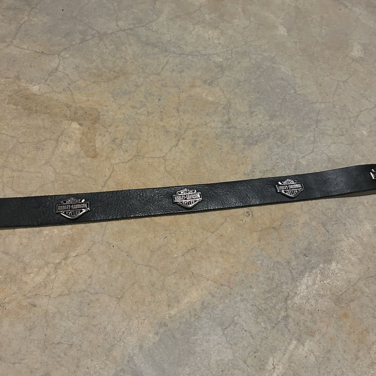 Harley Davidson × Leather × Vintage Crazy Vintage 90s Harley Davidson Studded Logo Leather Belt Size 42 - 5 Thumbnail