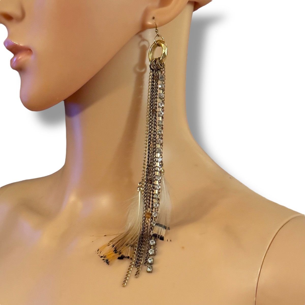 Other Arden B long chain and feathers dangle earrings Size ONE SIZE - 3 Thumbnail
