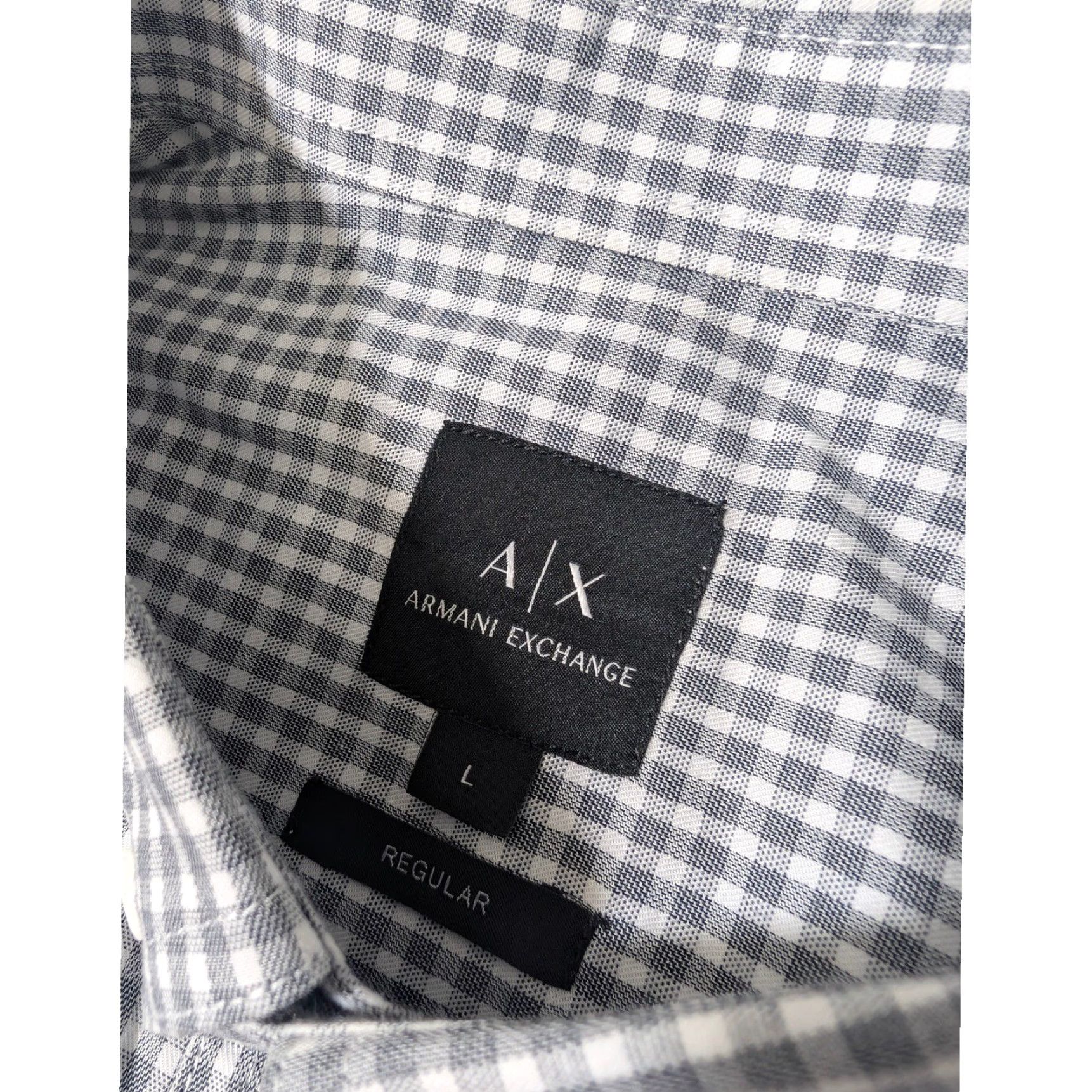 Armani Exchange Armani Exchange Button Down Mens L Grey Gingham Check S/S Regular Fit lightweigh Size US L / EU 52-54 / 3 - 2 Thumbnail