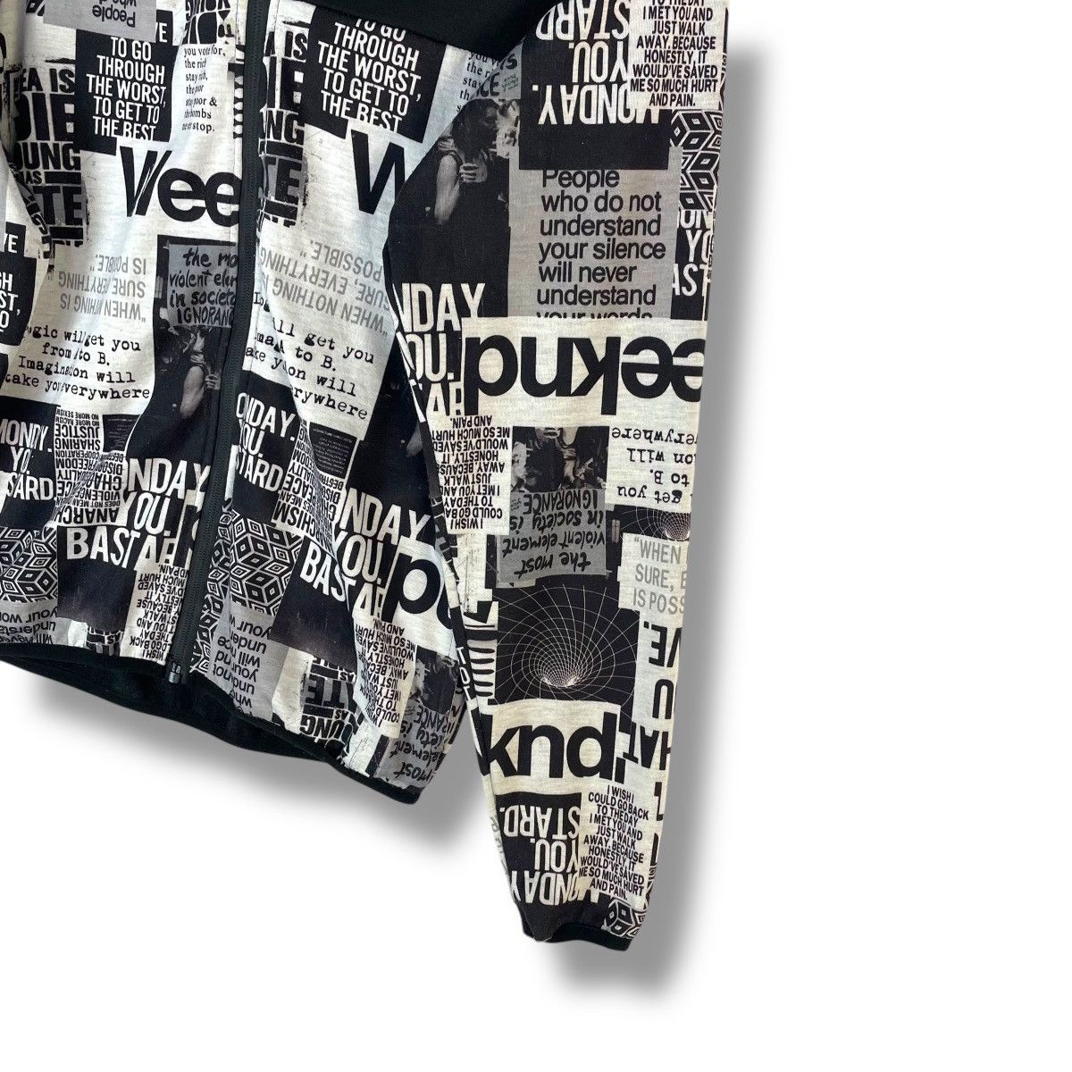 20471120 SHISKY NEWSPAPER WORDING ANARCHY SEDITIONARIES PUNK JACKET Size US S / EU 44-46 / 1 - 7 Thumbnail