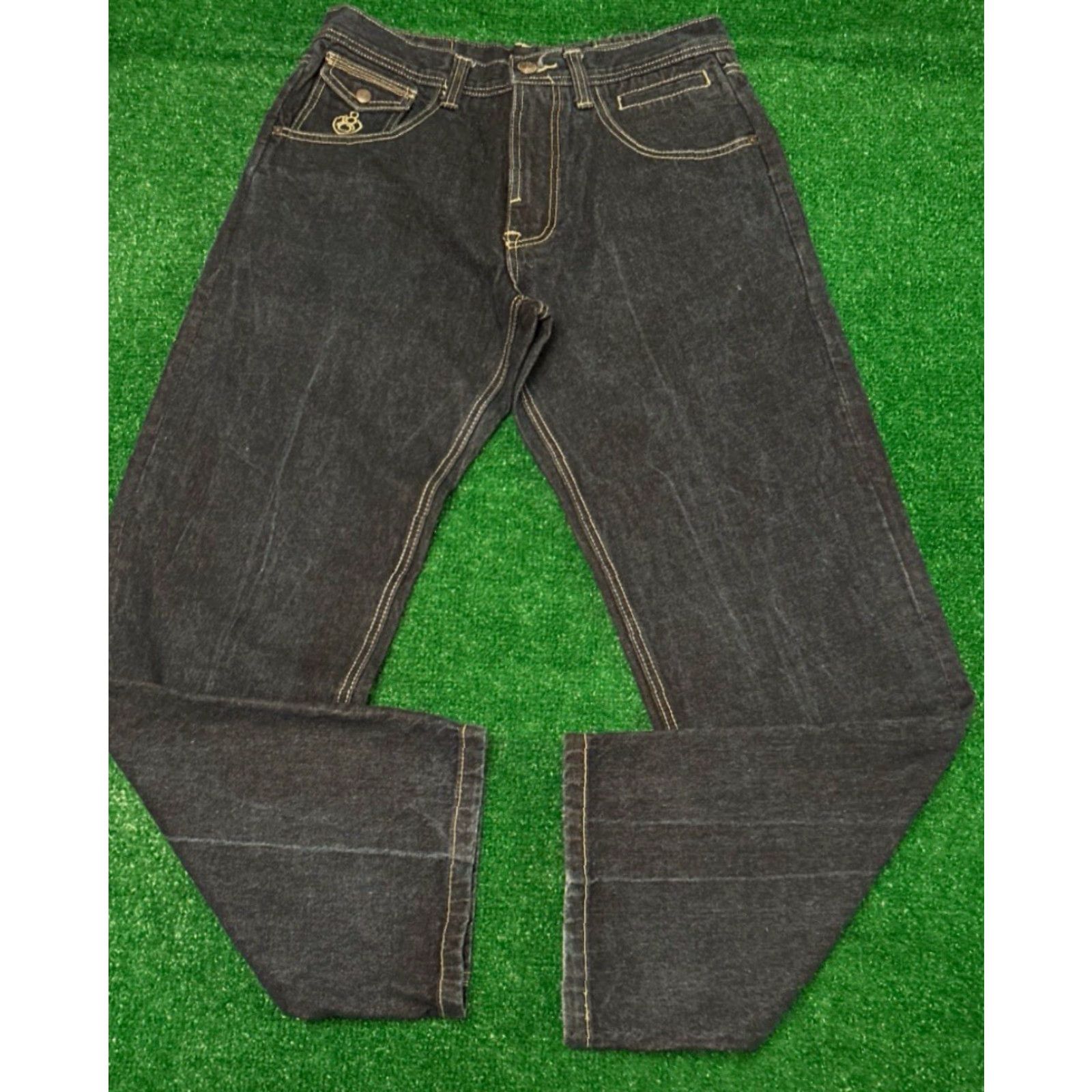 Logo 7 VINTAGE 837 Crest Logo Jeans Baggy Wide-Leg 34 Mens Dark Blue Embroidered Grunge Hip Hop Skater Y2K Size US 34 / EU 50 - 3 Thumbnail