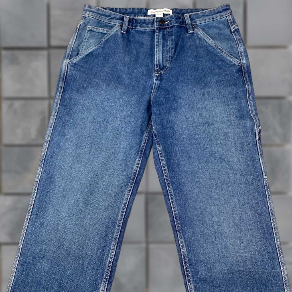Essentials Amazon Jeans Mens 33X30 Blue Straight Leg Pockets Loose Fit Stretch 7 - 5-Pocket Design Denim Slim Straight Casual Modern Vintage: No Size US 33 - 1 Thumbnail