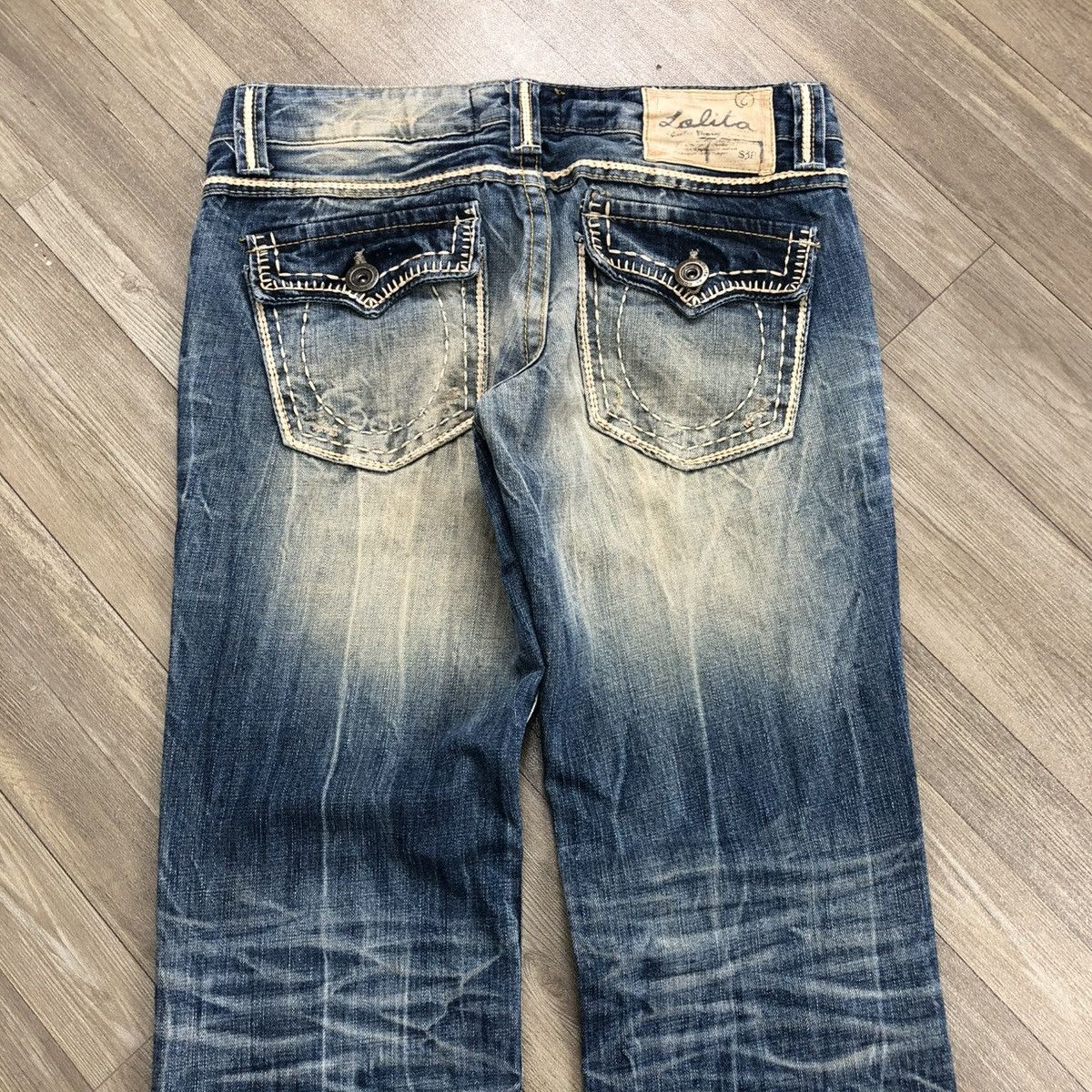 If Six Was Nine × Japanese Brand × Le Grande Bleu (L.G.B.) 2000s Lolita Jeans Distressed Faded Bootcut Flared Jeans Size US 31 - 14 Thumbnail