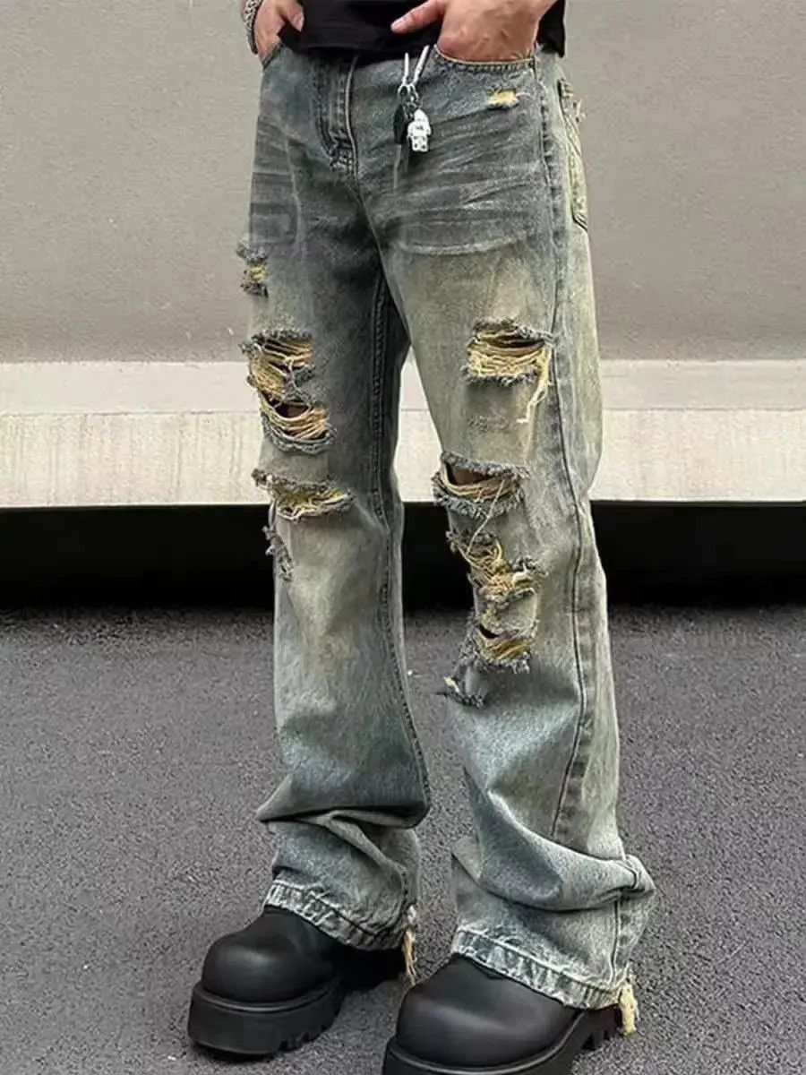 Japanese Brand Washed and ripped street hip-hop baggy jeans Size US 30 / EU 46 - 6 Thumbnail