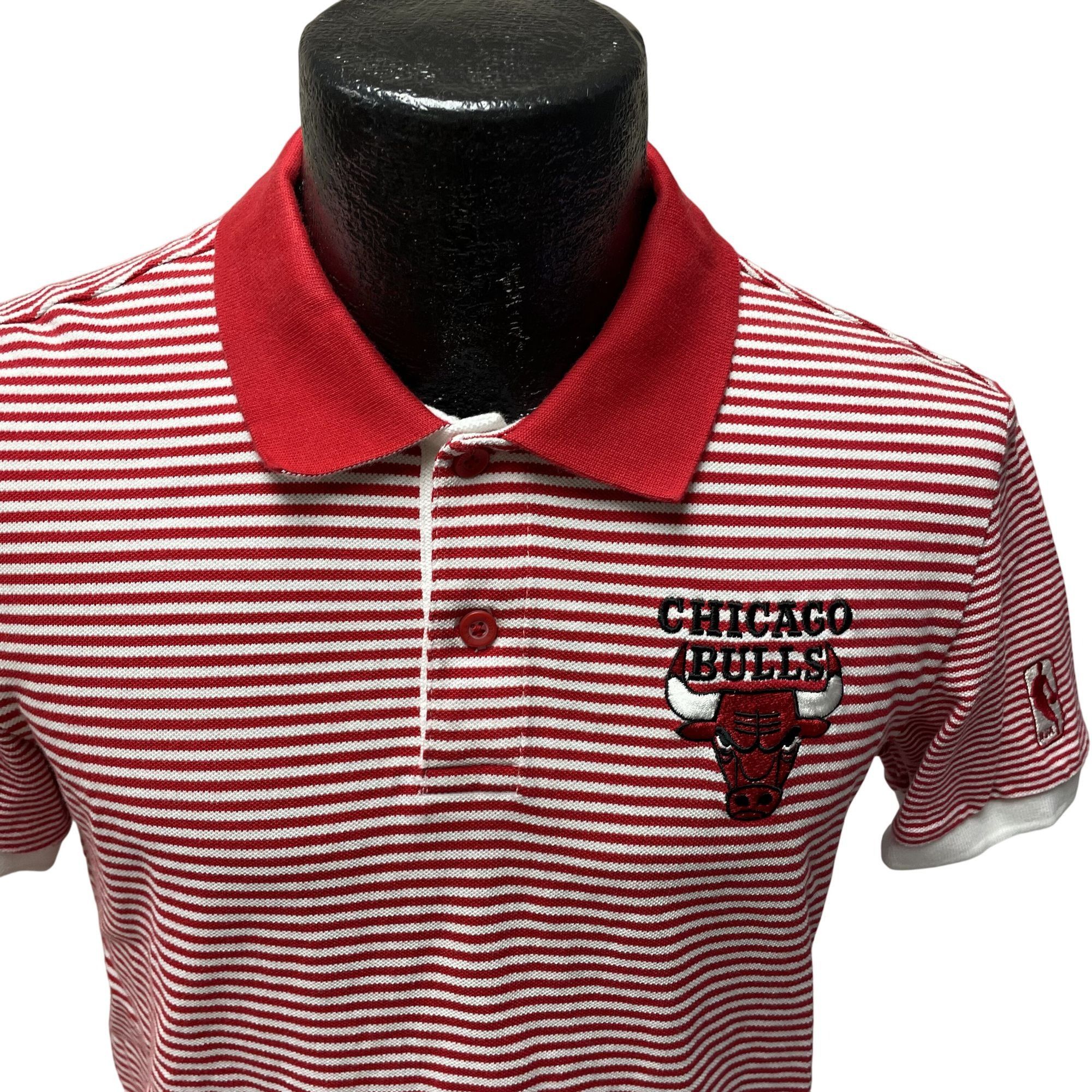 NBA Vtg NBA Stripe Polo CHICAGO BULLS Basketball LOGO Shirt Size US L / EU 52-54 / 3 - 11 Thumbnail