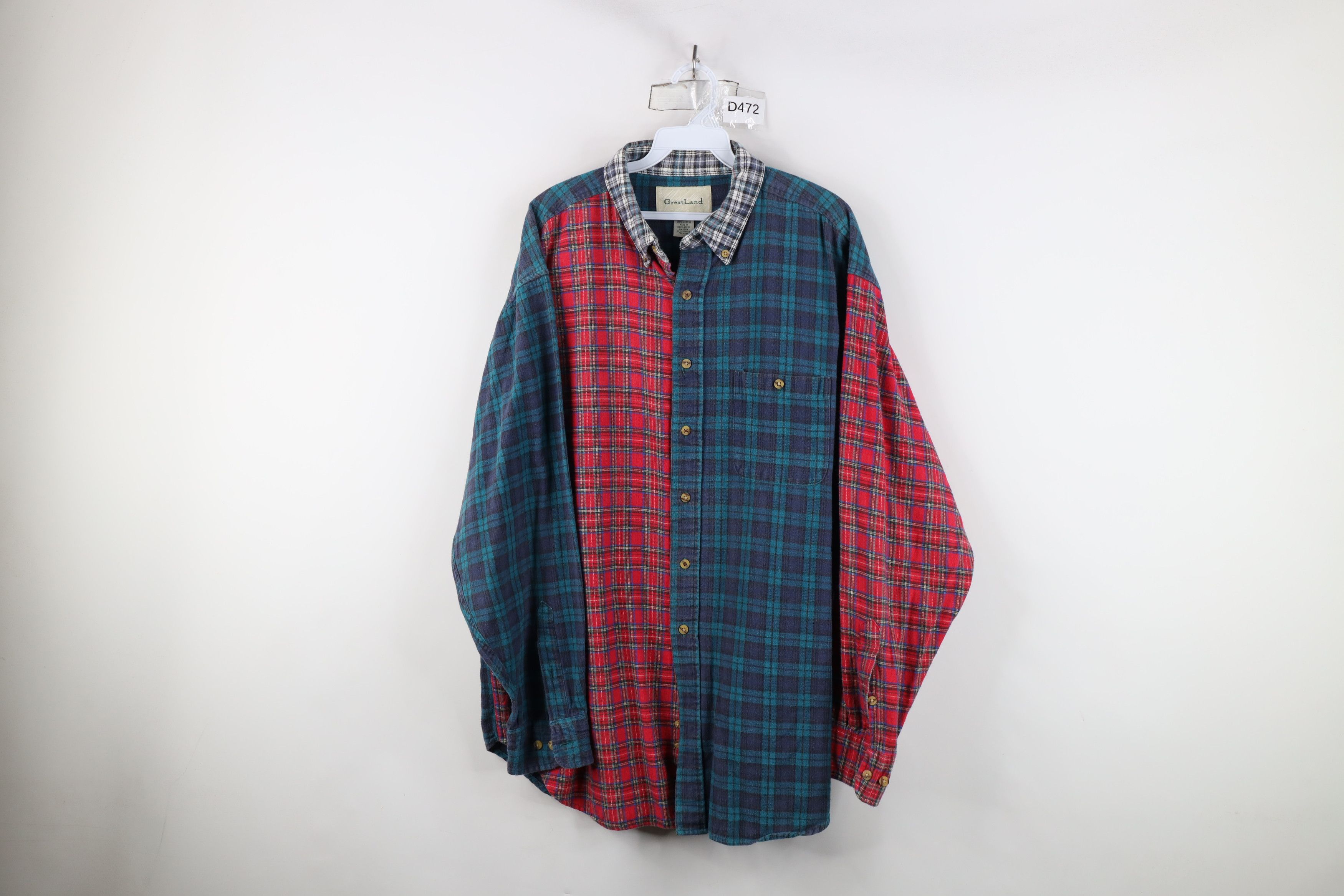Vintage Vintage 90s Streetwear Cut and Sew Flannel Button Down Shirt Size US XL / EU 56 / 4 - 1 Thumbnail