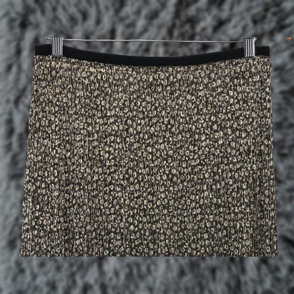 Vintage Maeve Anina Midi Skirt Sz 8 Black Gold Shimmer Stretch Pull On Women Pencil Straight Midi Skirt Size 30" / US 8 / IT 44 - 1 Thumbnail