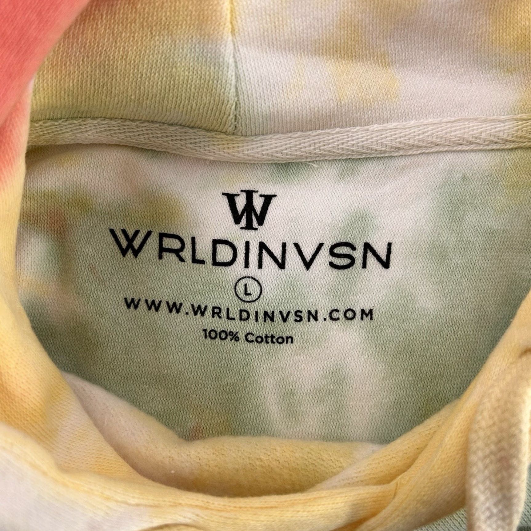 Vintage WRLDINVSN Sweatshirt Hoodie Mens Large Tie Dye Graphic Print Hooded Pullover Pockets Streetwear VSN Trust in Your VSN Size US L / EU 52-54 / 3 - 3 Thumbnail