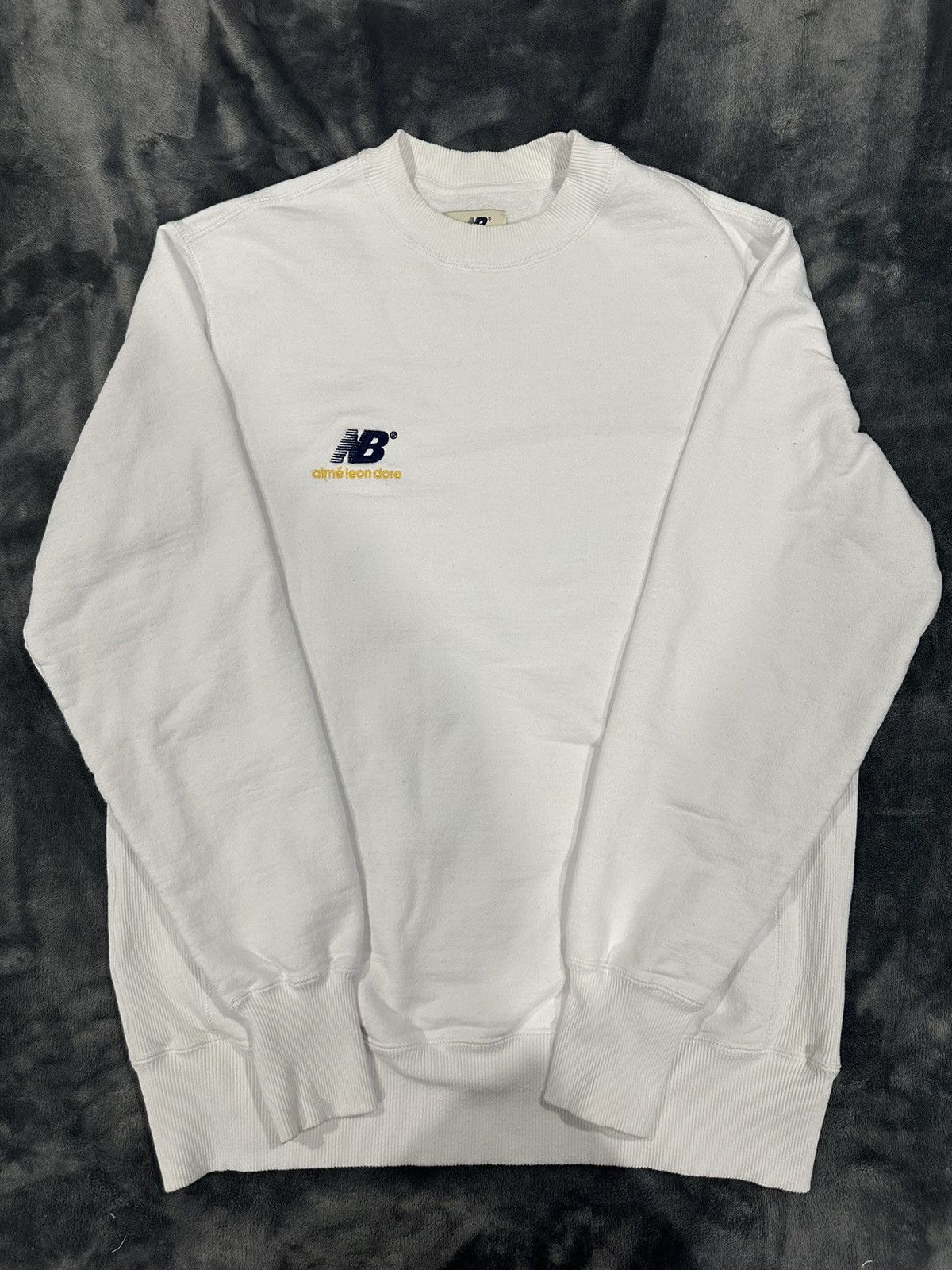 image of Aime Leon Dore X New Balance Crewneck in White, Men's (Size Medium)