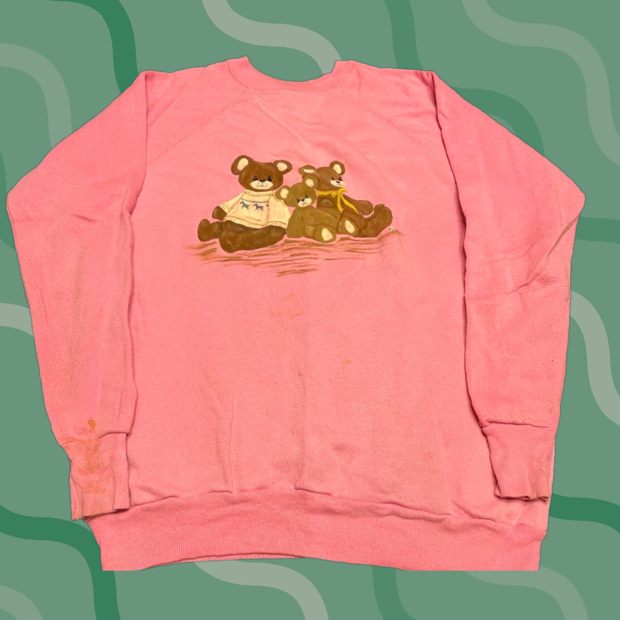 Vintage VINTAGE Teddy Bear Graphic Raglan Crewneck Sweatshirt XL Jerzees By Russell Pink 80s 90s Classic Unisex Adults Mens Women's Girls Boys Size US XL / EU 56 / 4 - 1 Thumbnail