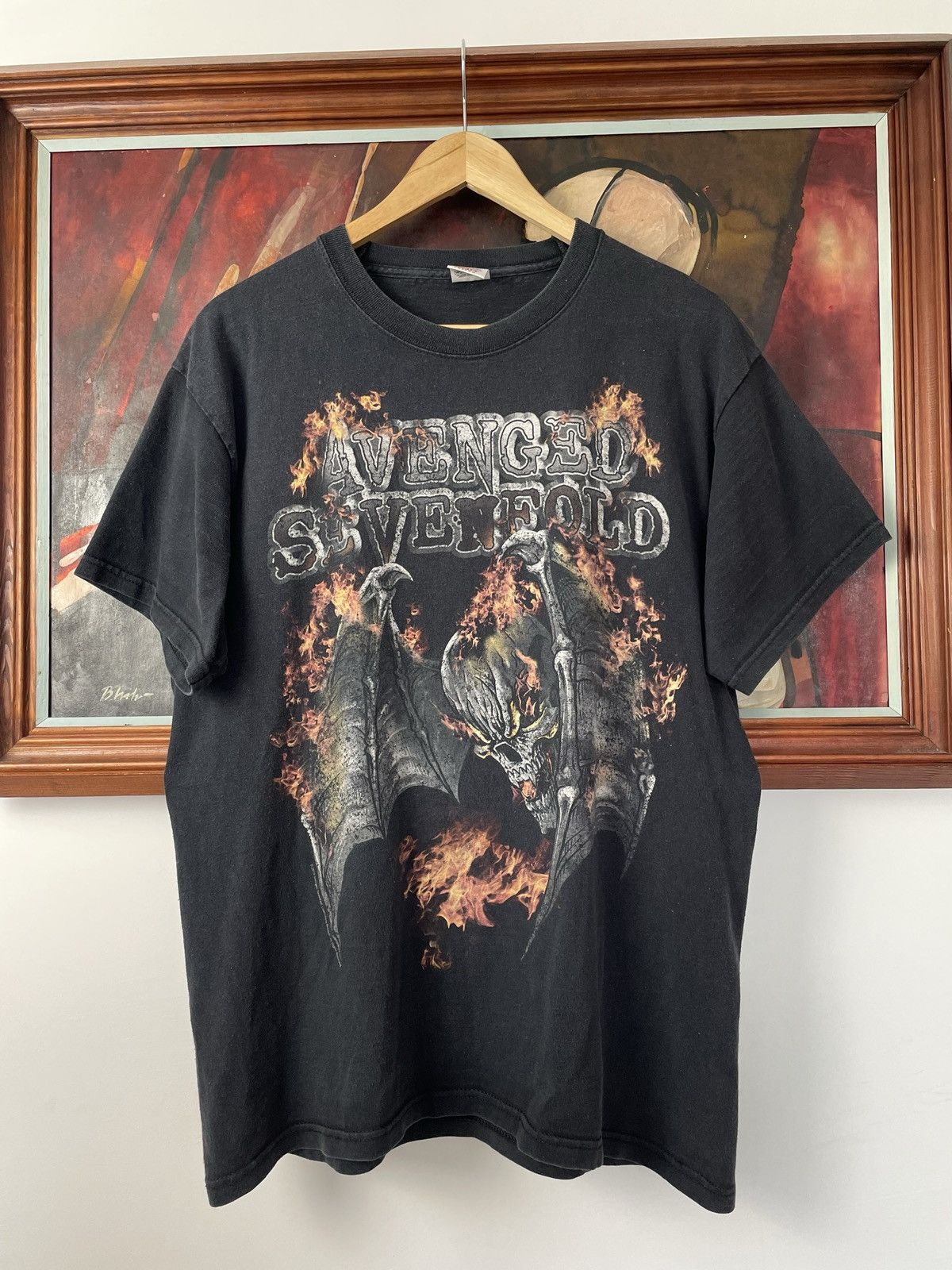 Vintage Vintage Y2k 00s Avenged Sevenfold Band Tee Rare Flame Print ...