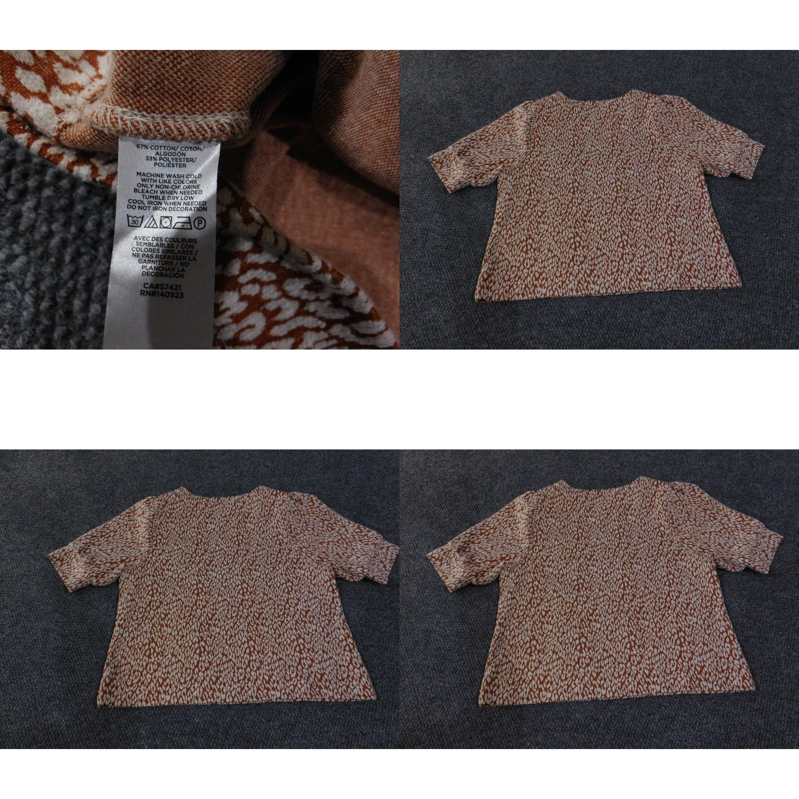 Loft LOFT Shirt Womens XL Brown White Leopard Animal Print Short Sleeve Crewneck Size XL / US 12-14 / IT 48-50 - 8 Thumbnail