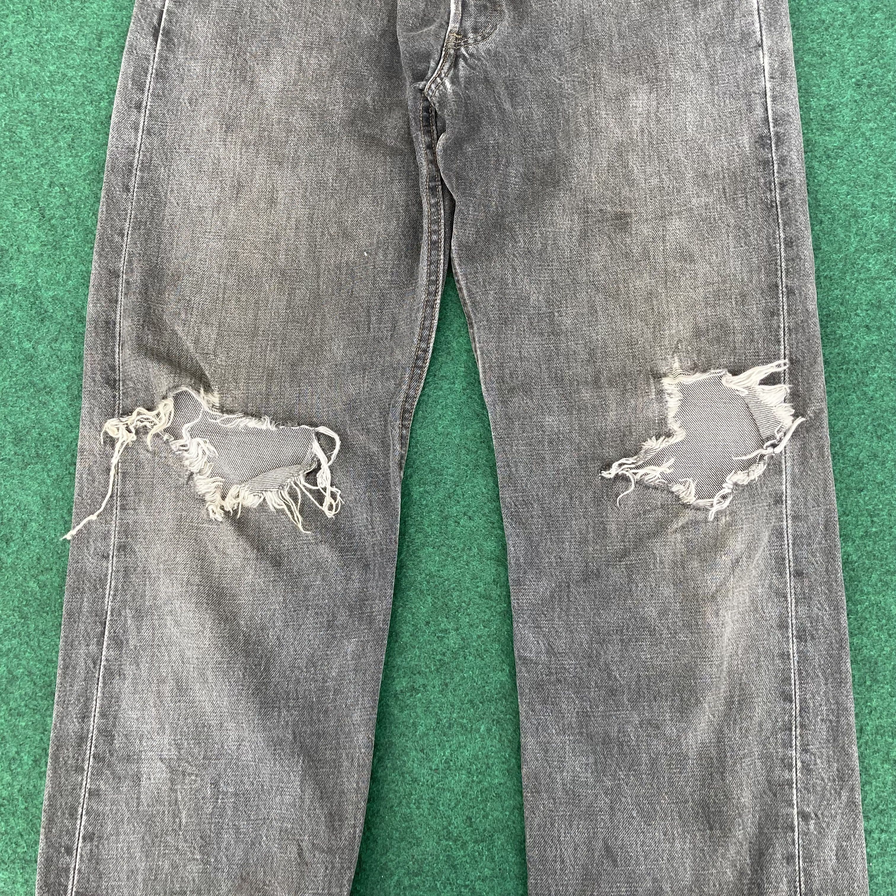 Levi's × Vintage Vtg Levis 501 Distressed Ripped Punk Grunge Black Jeans Size US 31 - 10 Thumbnail