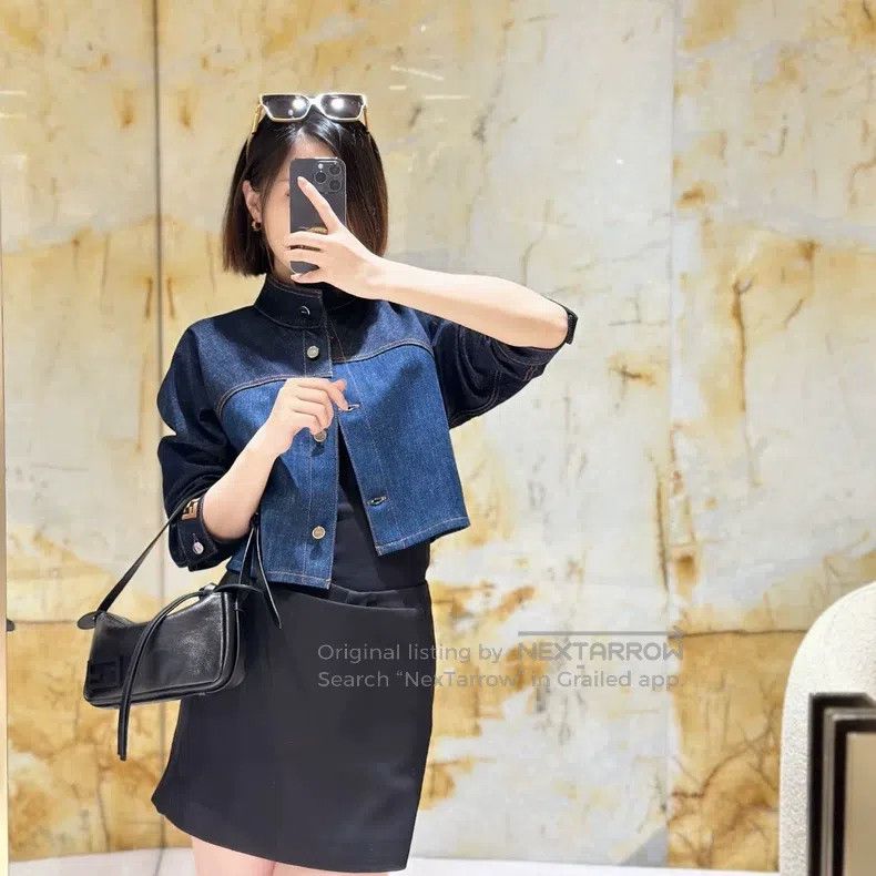 Fendi Fendi Color-Blocked Single-Breasted High-Neck Logo Denim J Size XS / US 0-2 / IT 36-38 - 6 Thumbnail