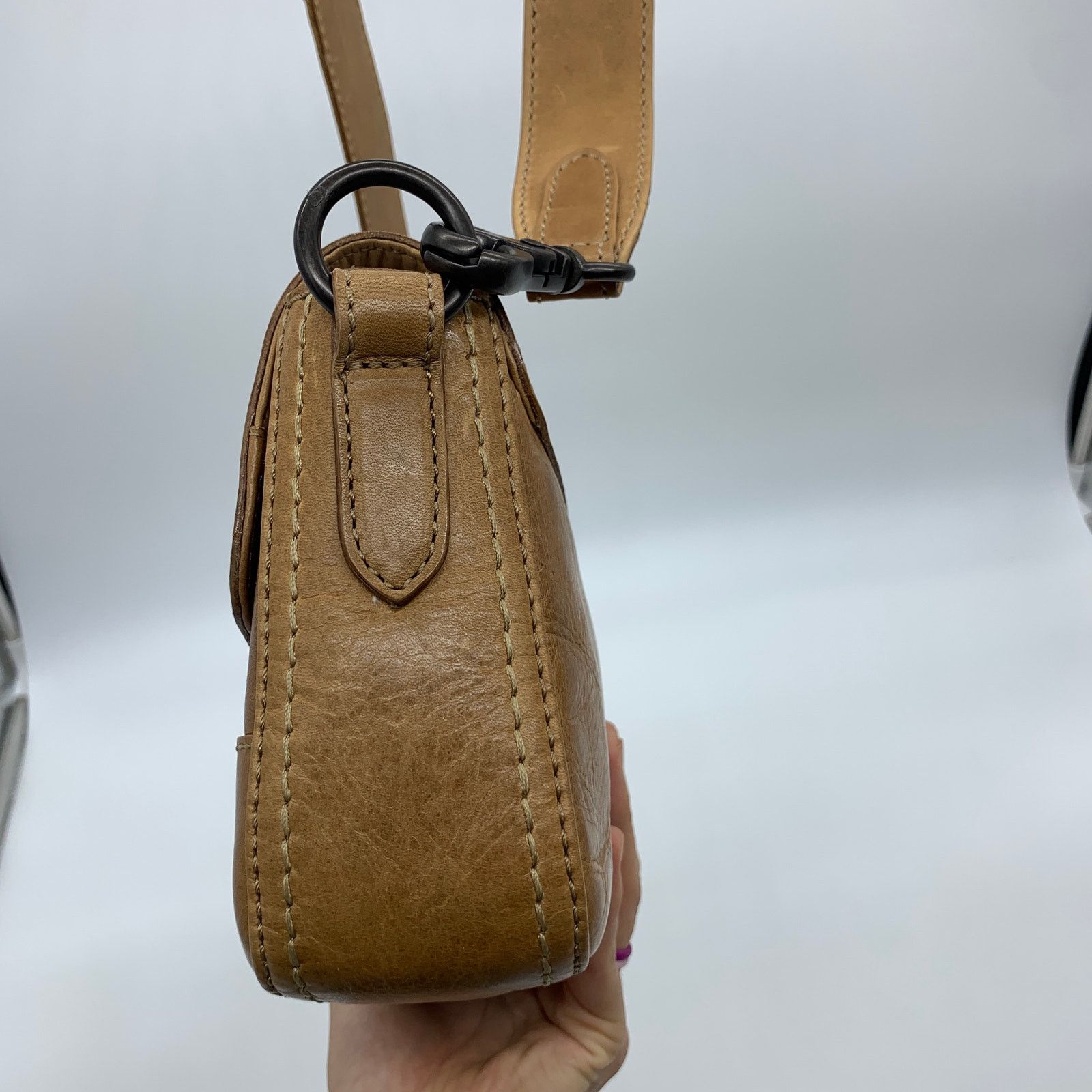 Other Frye Leather Handbags Melissa Baguette Bag Beige Brown Size ONE SIZE - 13 Thumbnail