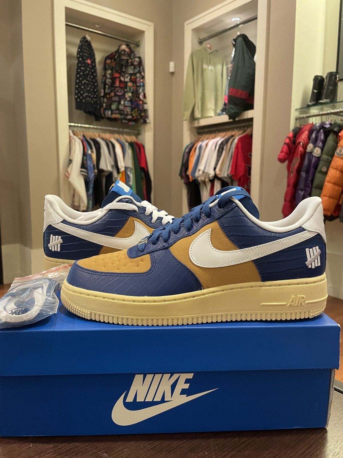 Nike Nike Air Force 1 Low SP Undefeated 5 On It Blue Yellow Croc | Grailed