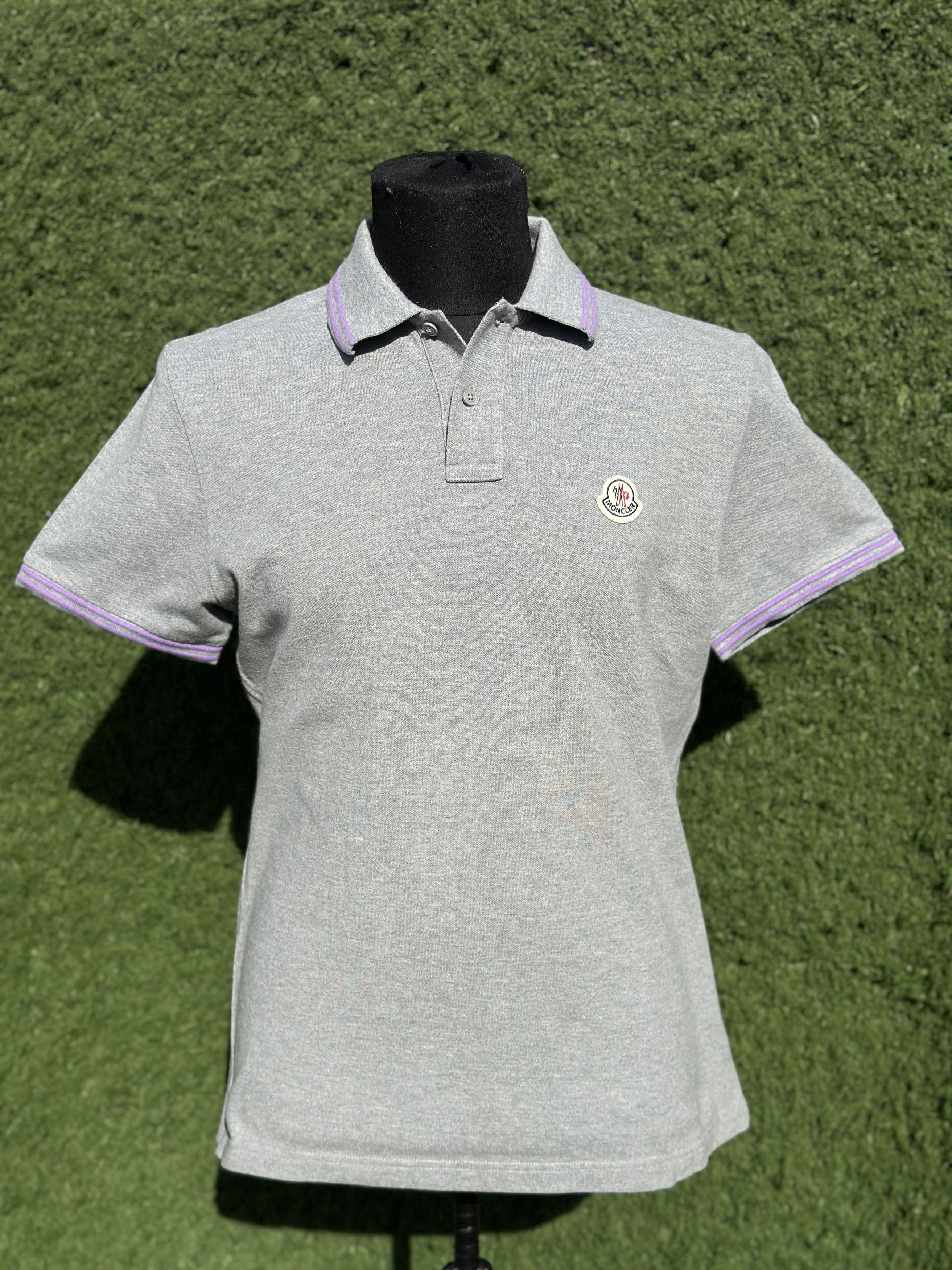 Moncler Moncler Classic Pique Polo Shirt Logo Patch Gray Size XL Size US XL / EU 56 / 4 - 1 Thumbnail