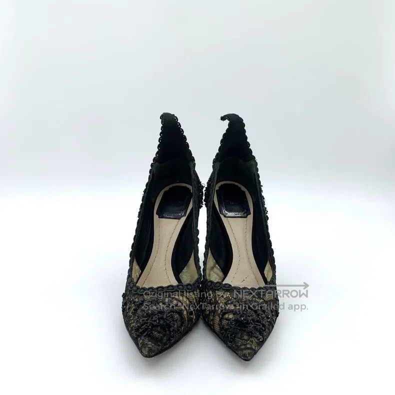 Dior Dior Black lace sequins beaded decoration thin heels high Size US 5.5 / IT 35.5 - 3 Thumbnail