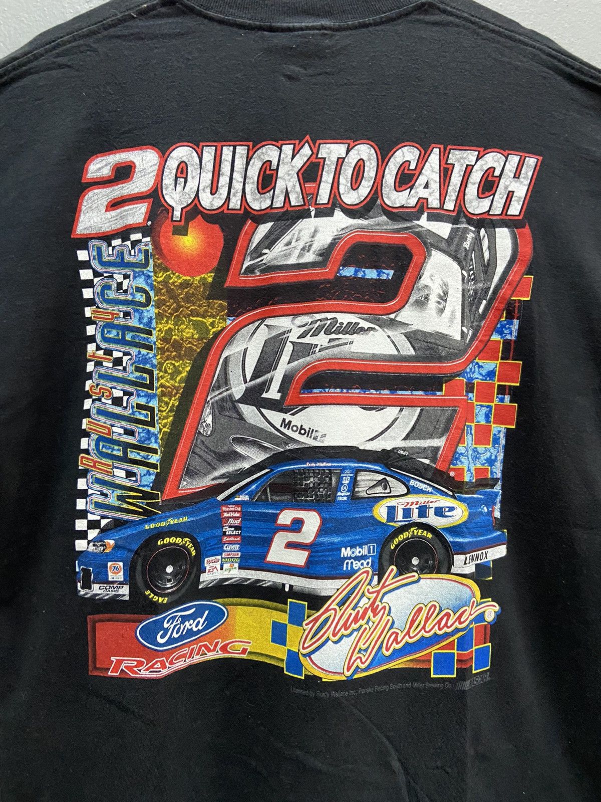 Chase Authentics VINTAGE RUSTY WALLACE #2 QUICK TO CATCH MILLER NASCAR TEE Size US XL / EU 56 / 4 - 8 Thumbnail