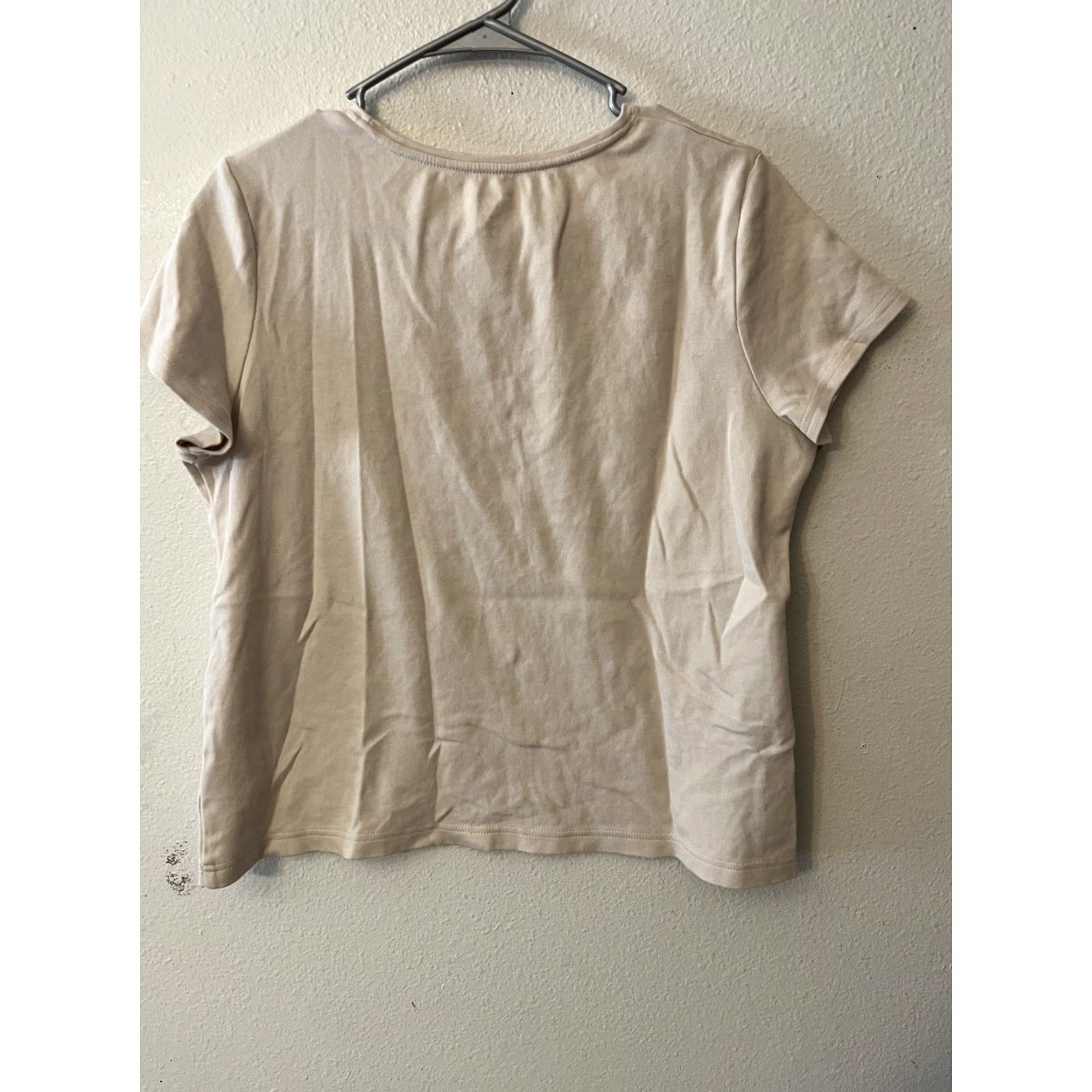 Croft & Barrow Croft & Barrow T-Shirt Beige Knit 100% Cotton Classic Petite Women's Size PL Round Neck Short Sleeve - Vintage? No - Casual Everyday Wear Size L / US 10 / IT 46 - 3 Thumbnail
