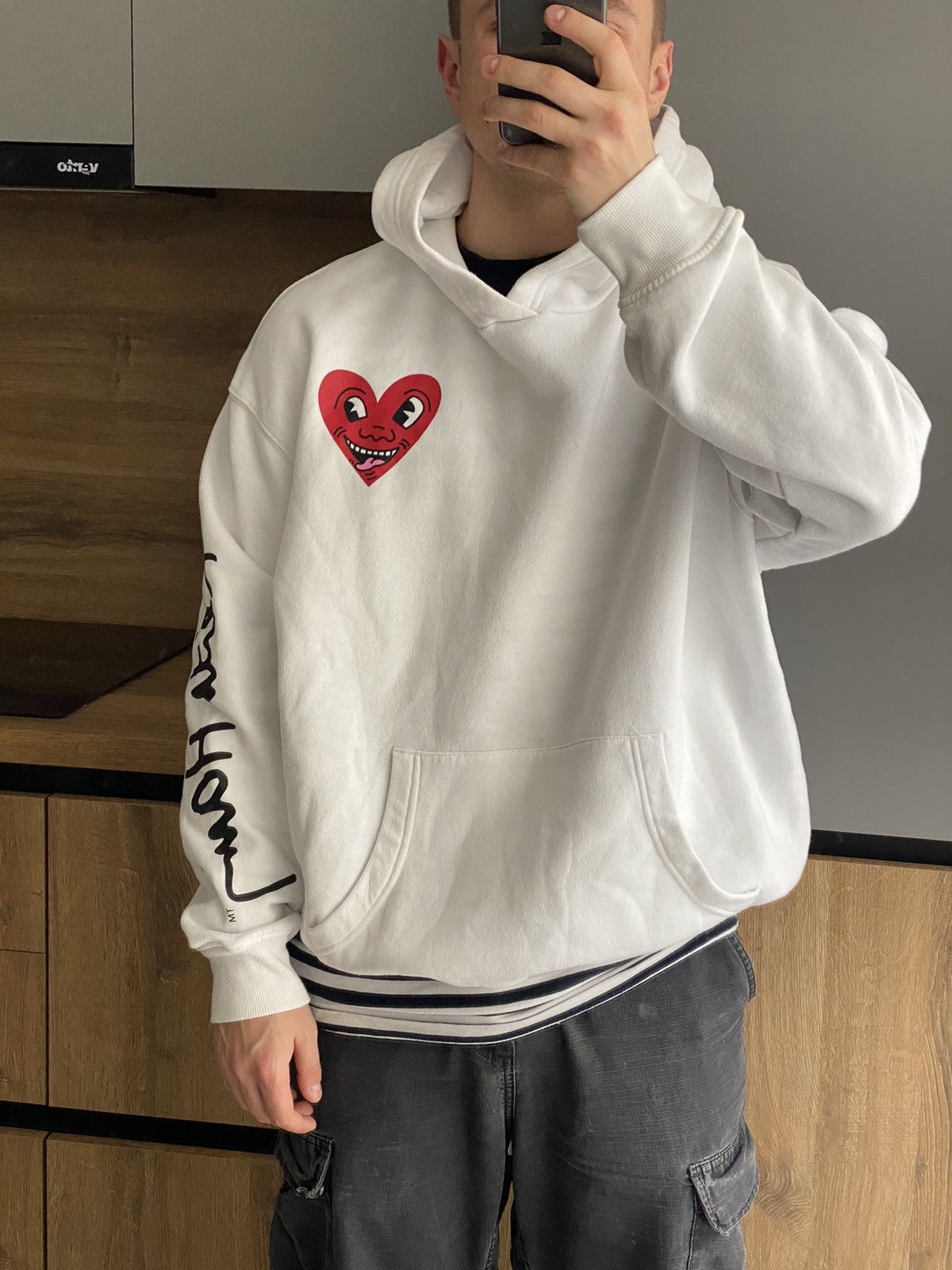 Vintage Rare Designer Hoodie Keith Haring Art New York Love. Size US XL / EU 56 / 4 - 10 Thumbnail