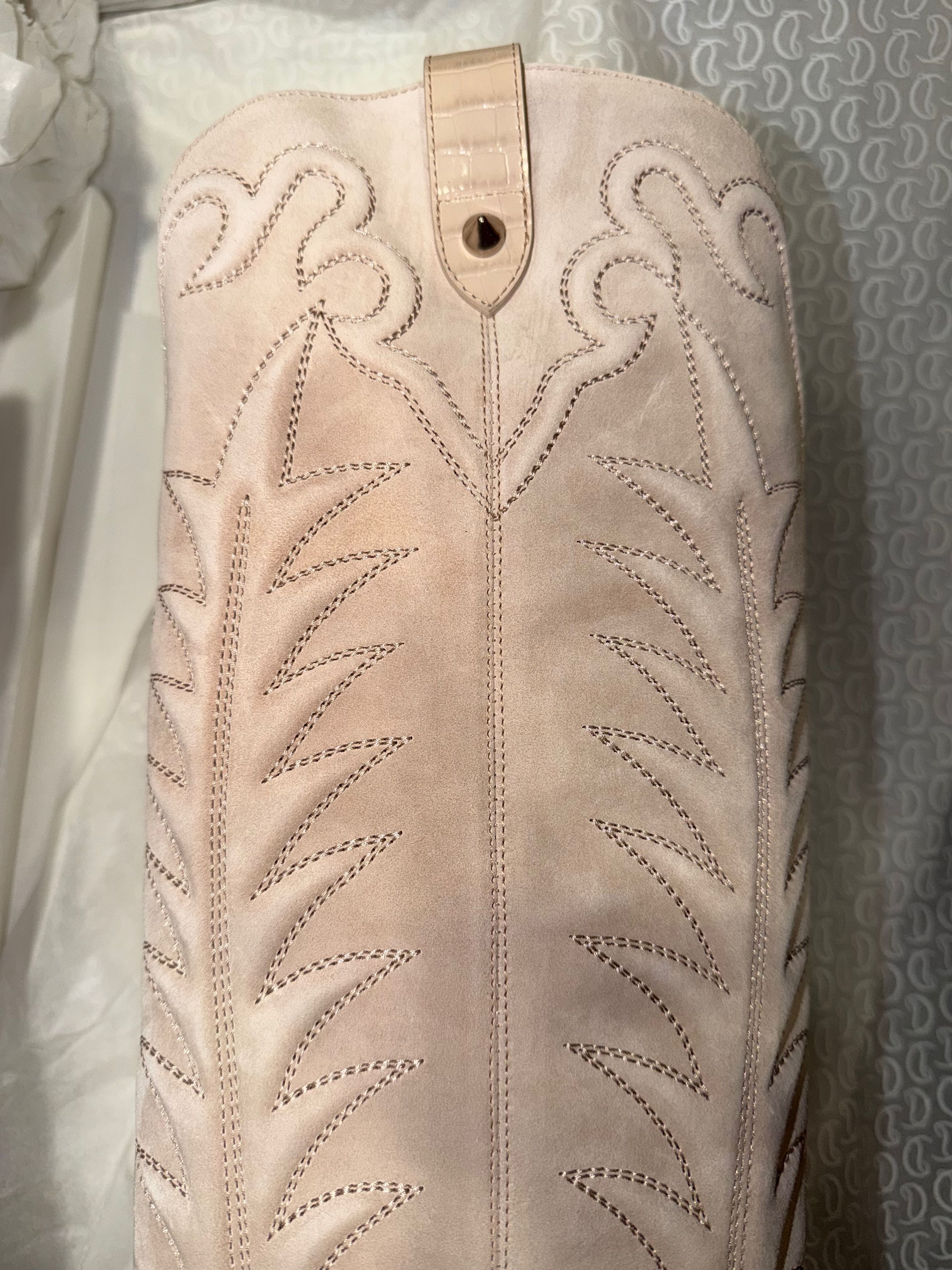 Christian Louboutin Santia Botta 85 Pearl Beige Western Knee High Heel Boot 38 Size US 8 / IT 38 - 16 Thumbnail